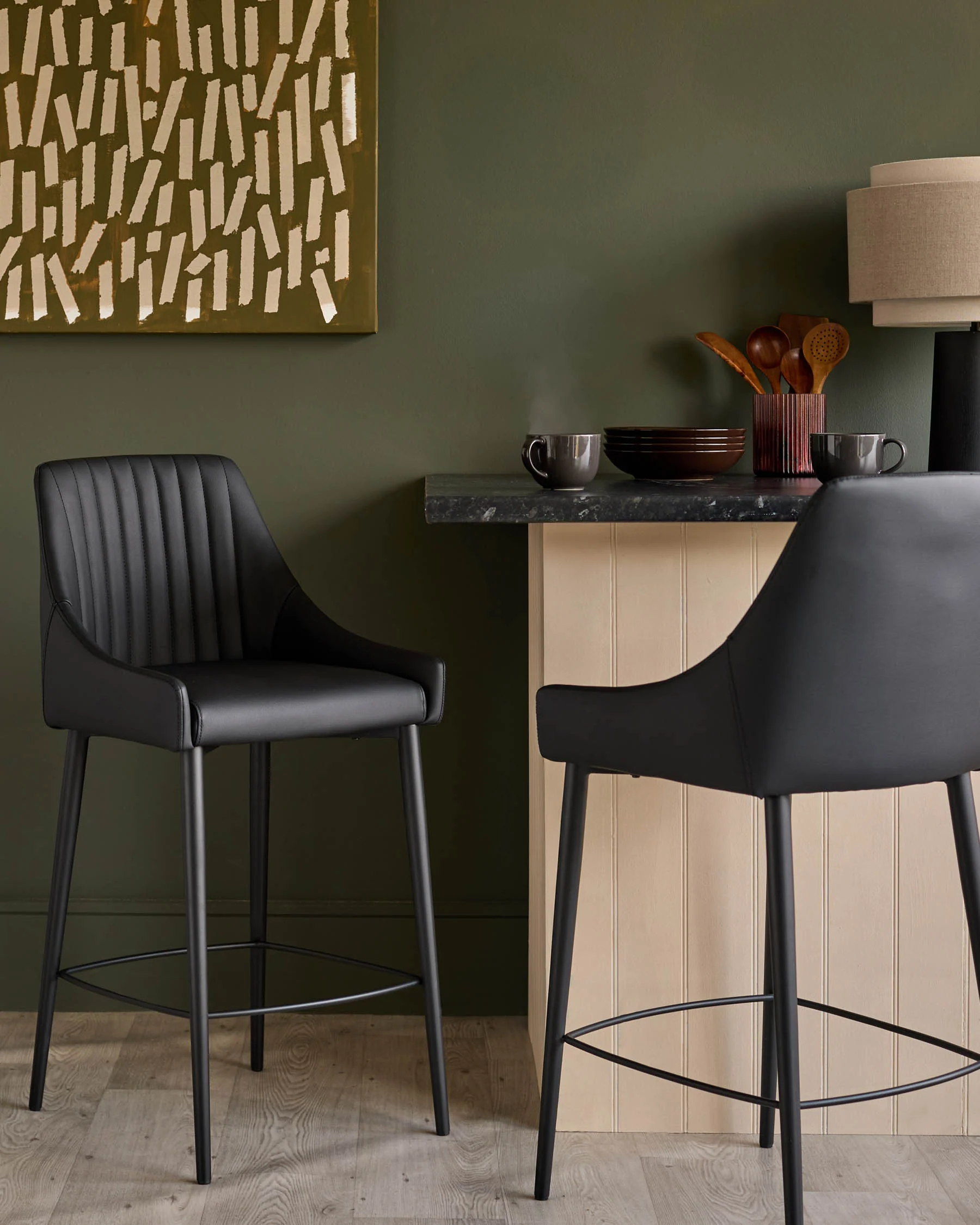 Blakely black faux leather bar stool - Image 2