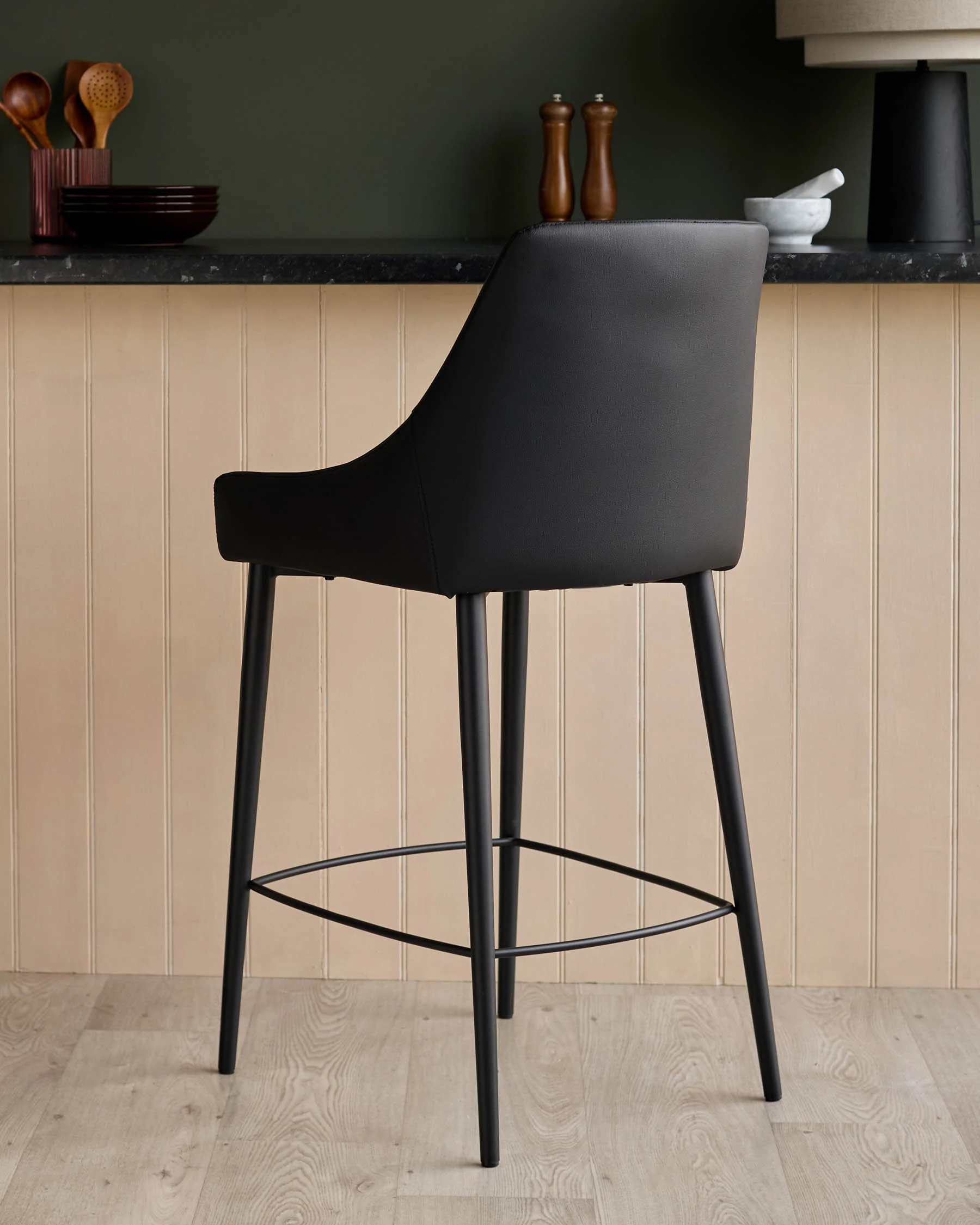 Blakely black faux leather bar stool - Image 5