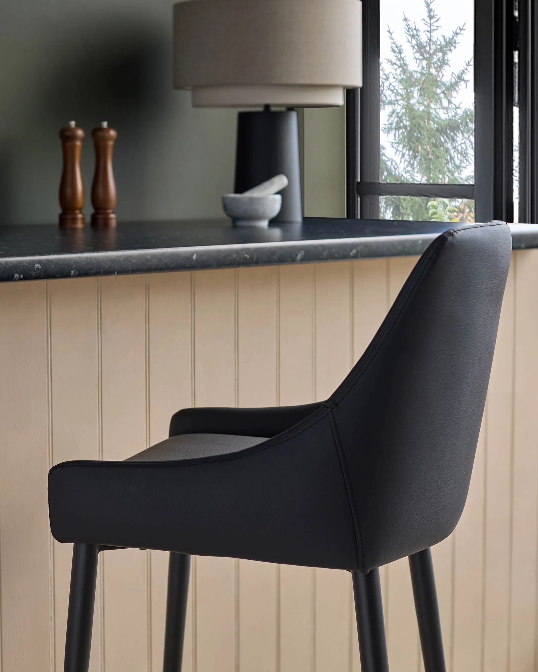 Blakely black faux leather bar stool - Image 9
