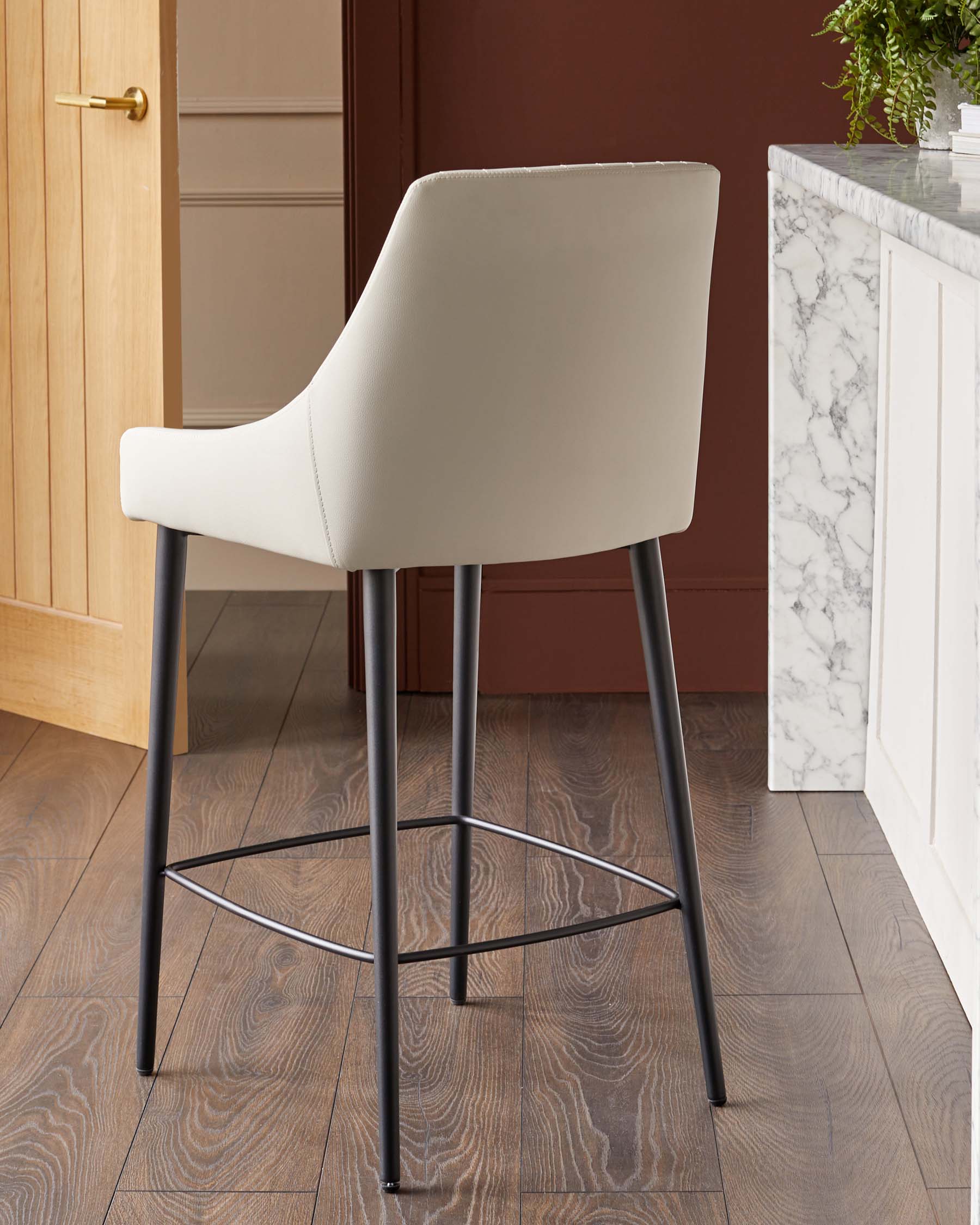 Blakely light grey faux leather bar stool - Image 2