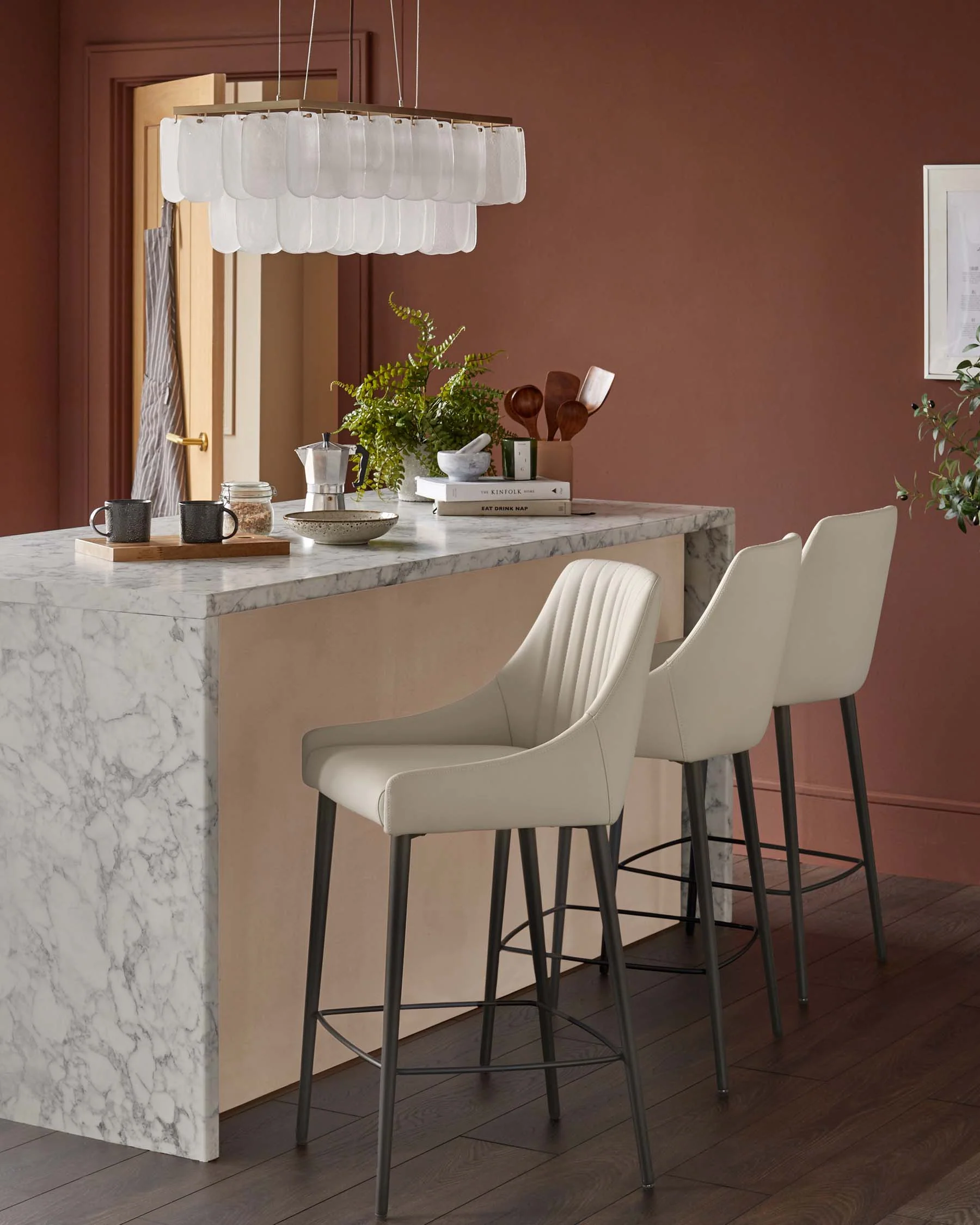 Blakely light grey faux leather bar stool - Image 3