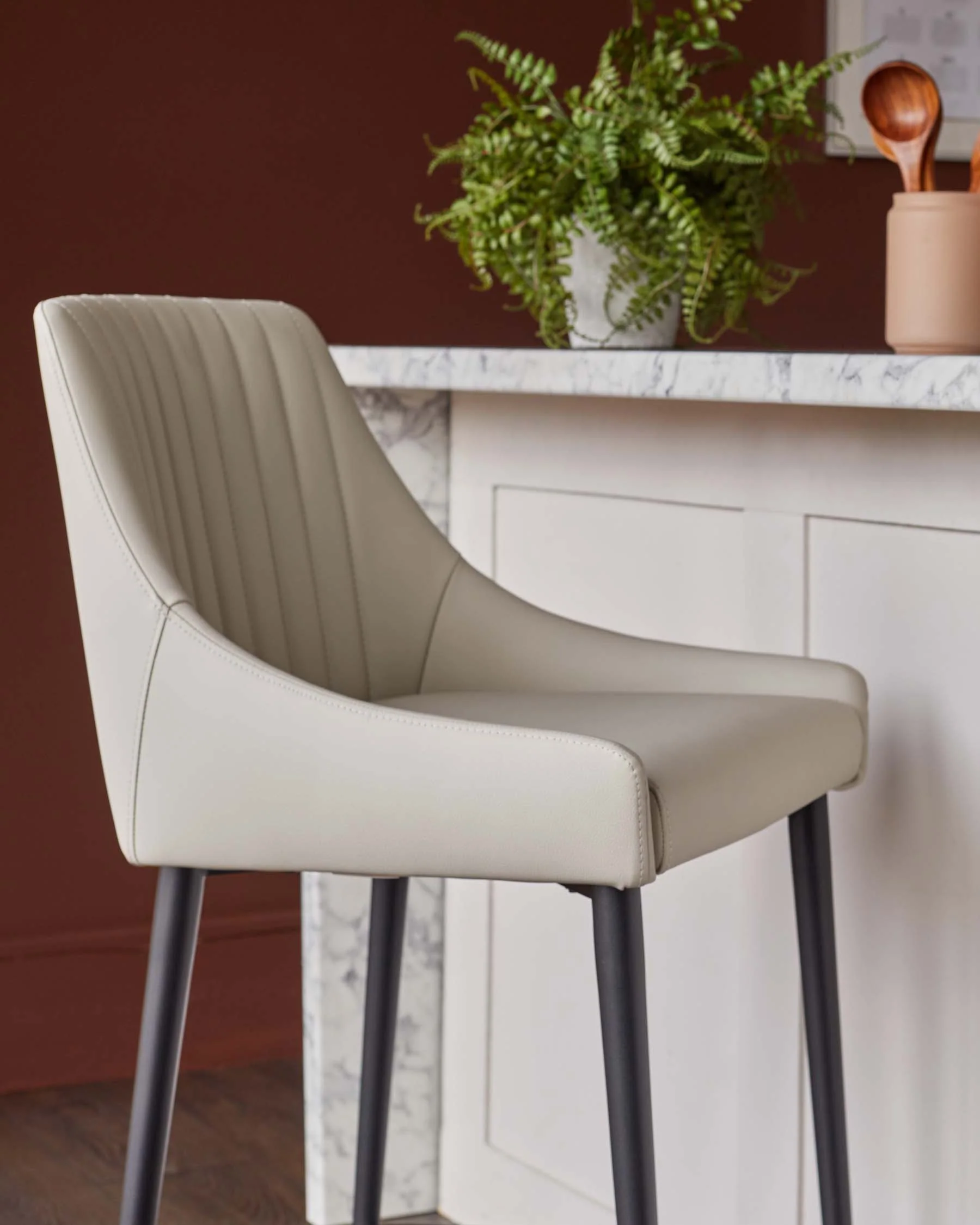 Blakely light grey faux leather bar stool - Image 7