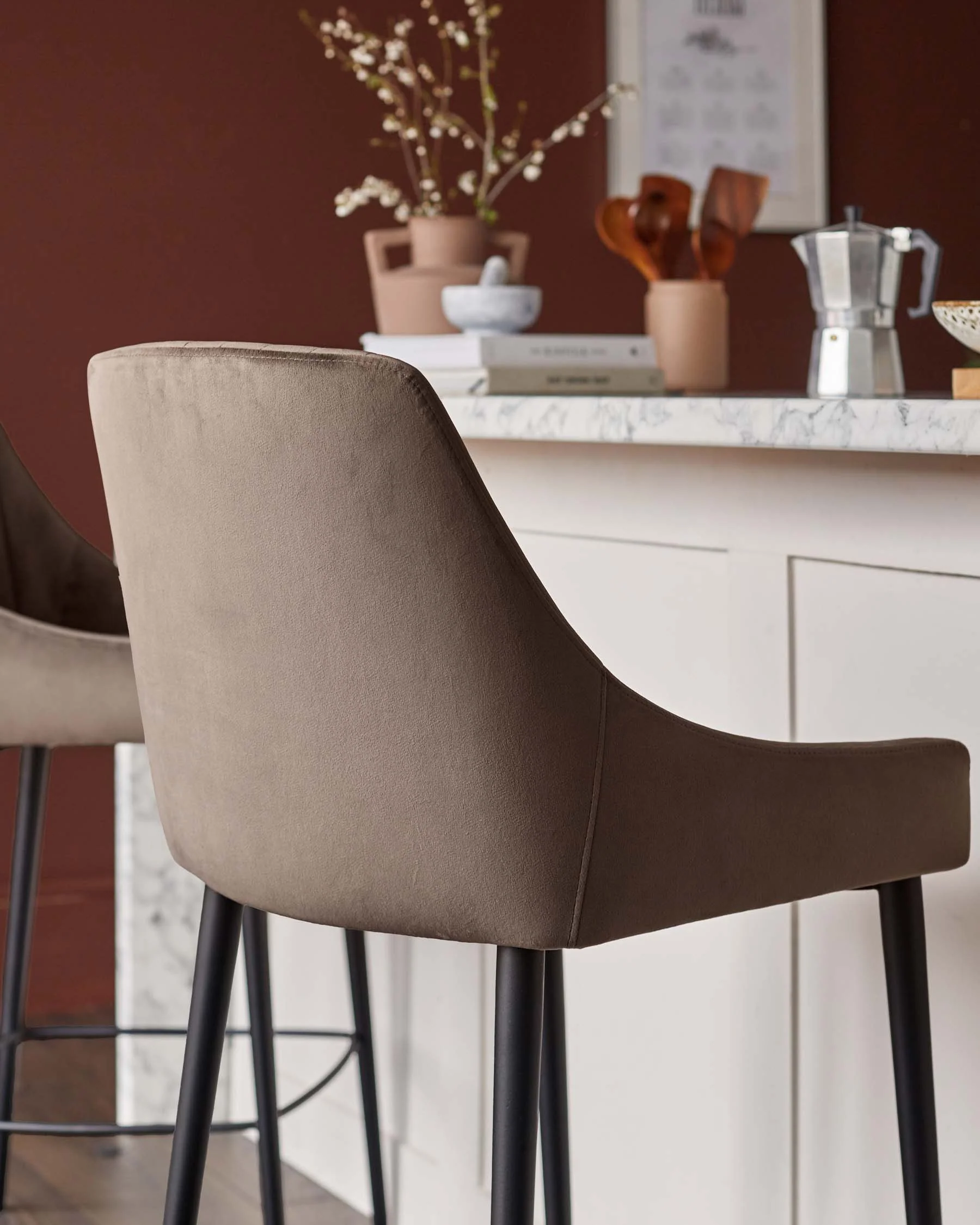 Blakely mocha velvet bar stool - Image 7