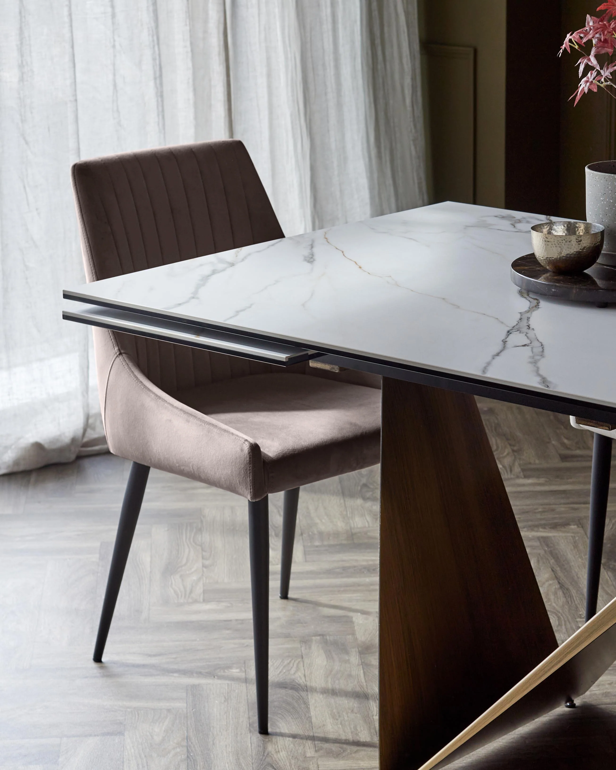 Blakely mocha velvet dining chair - Image 2