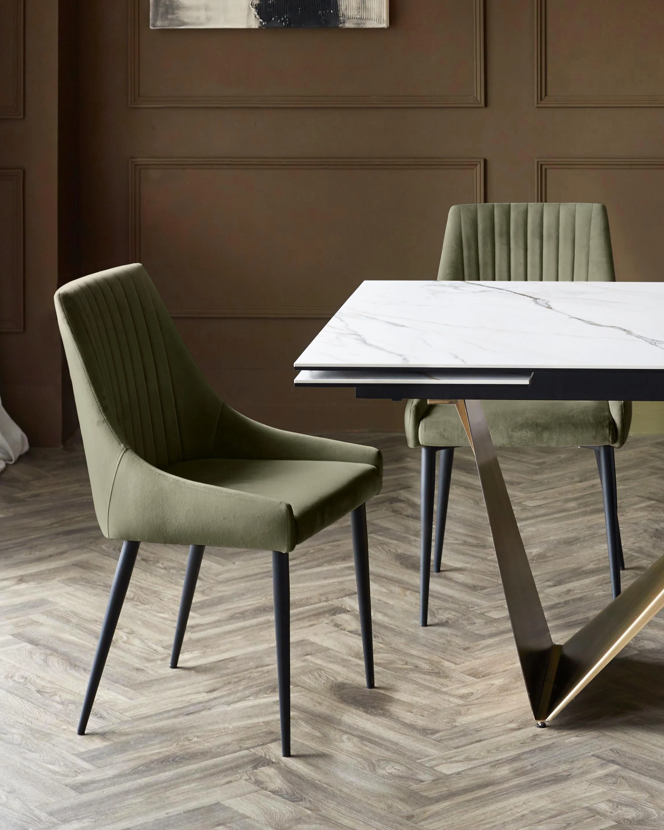 Blakely olive green velvet dining chair