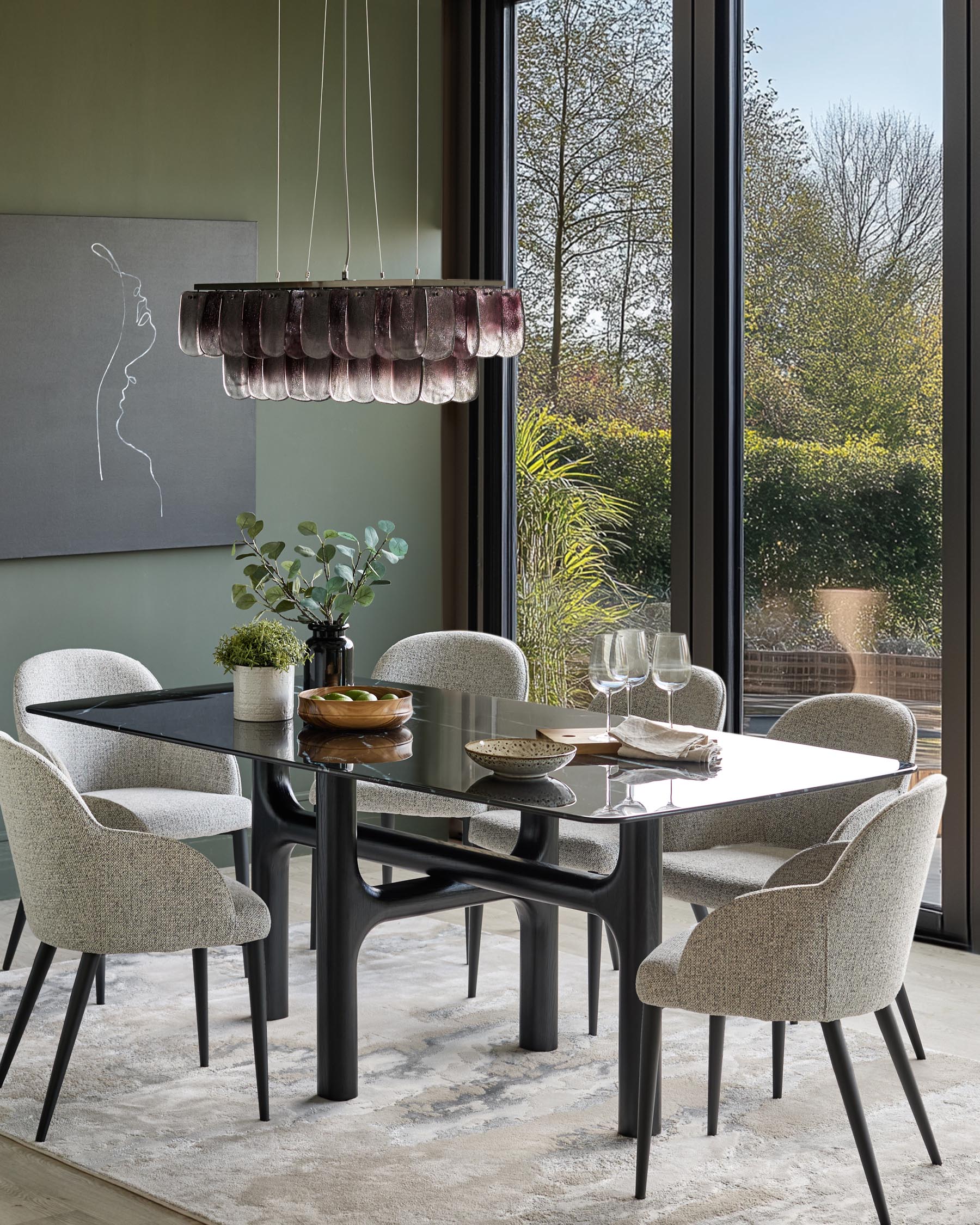 Brixton black ceramic 6 seater dining table - Image 2