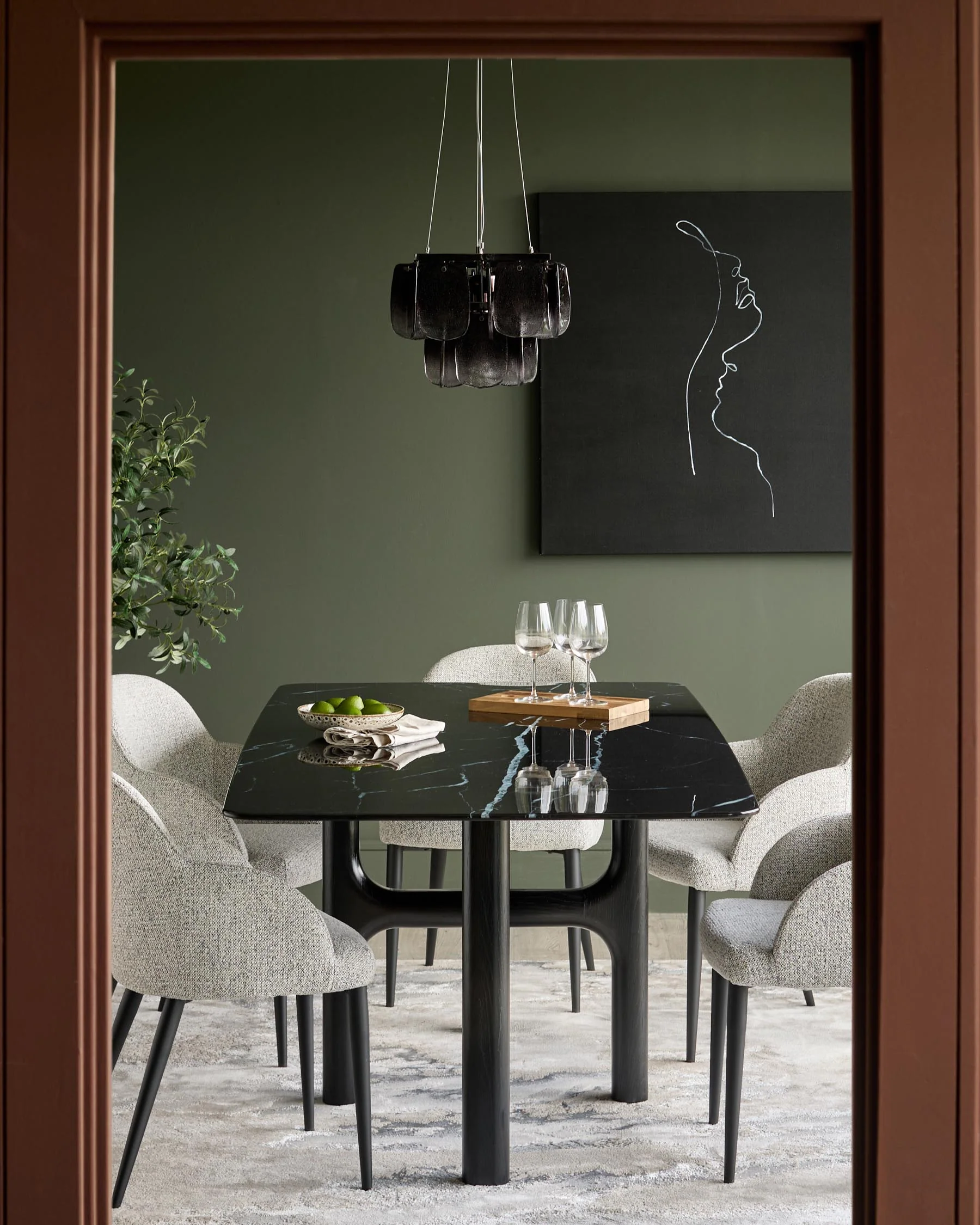 Brixton black ceramic 6 seater dining table - Image 3