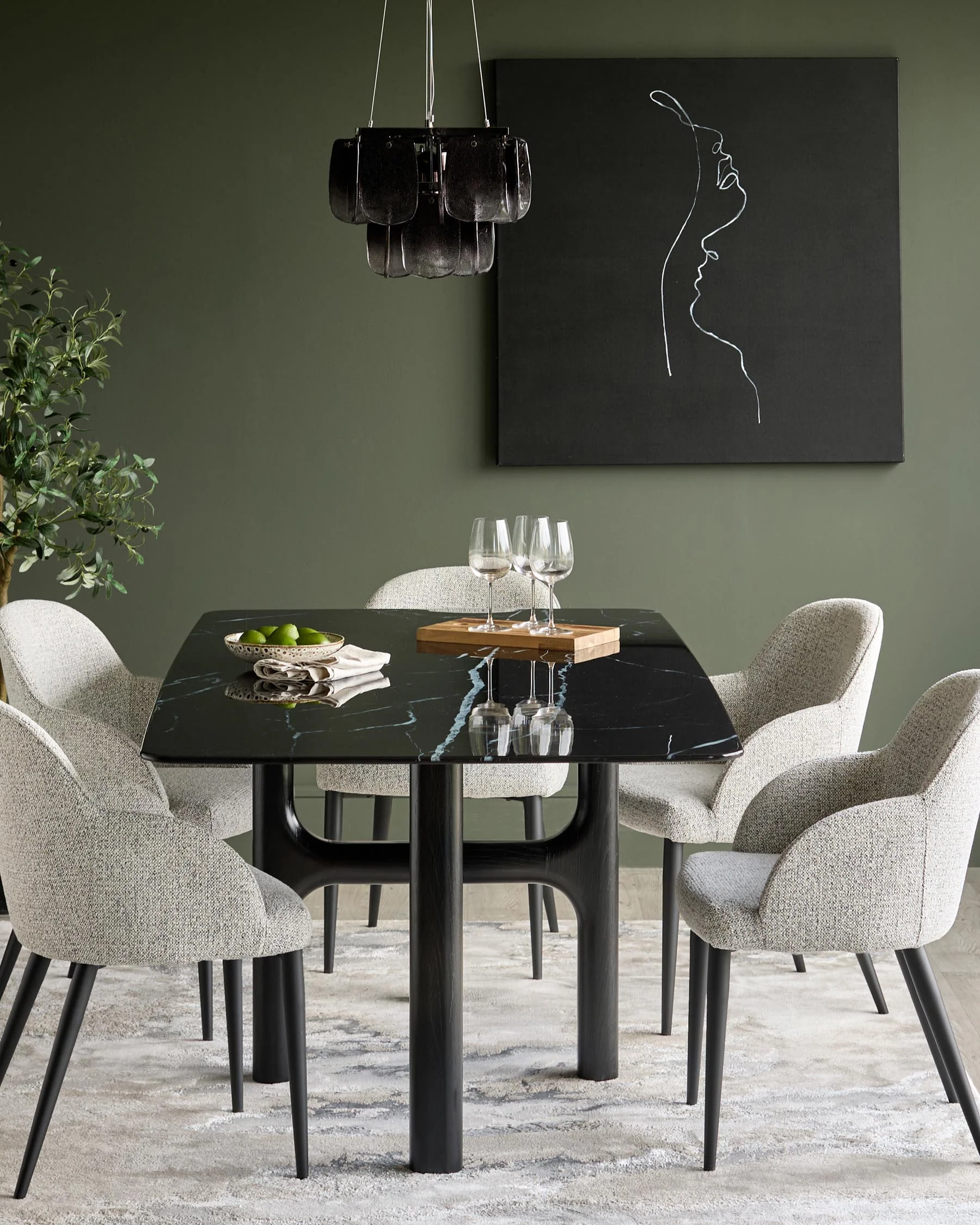 Brixton black ceramic 6 seater dining table - Image 5