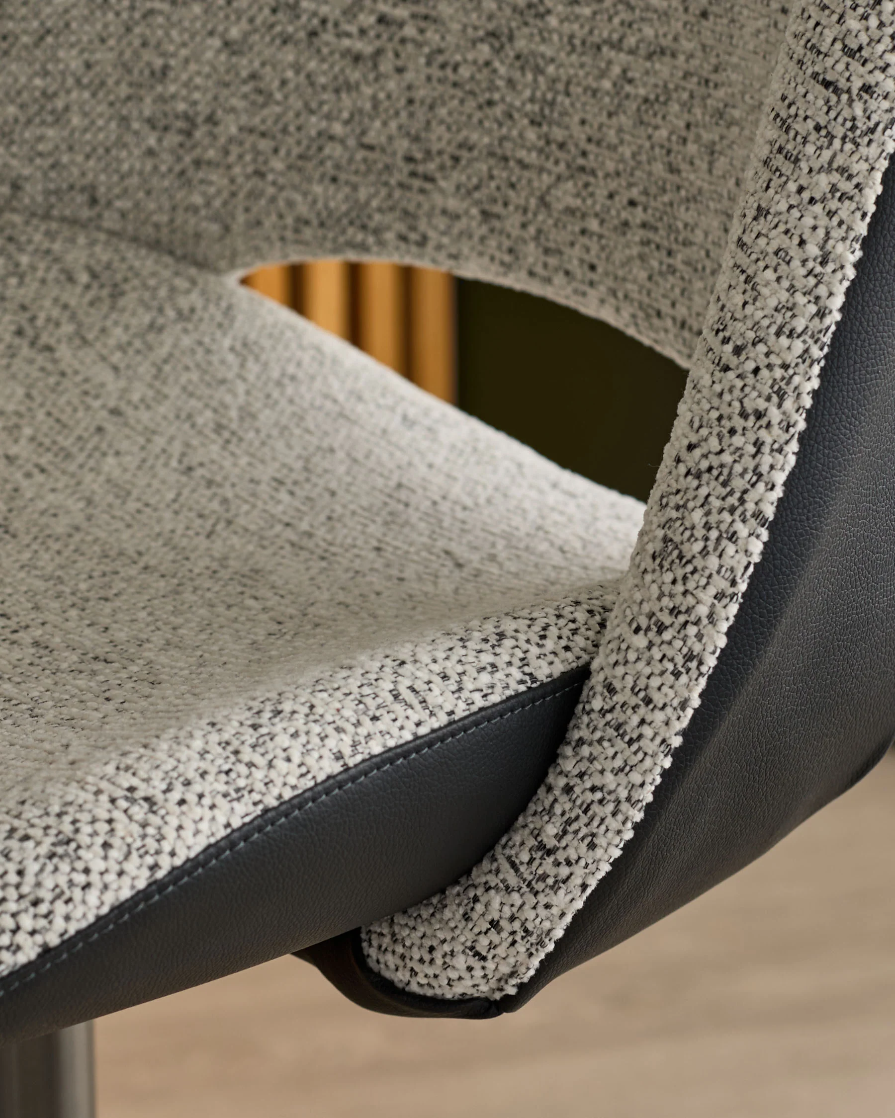 Bronwyn grey fabric and black leather gas lift bar stool - Image 5