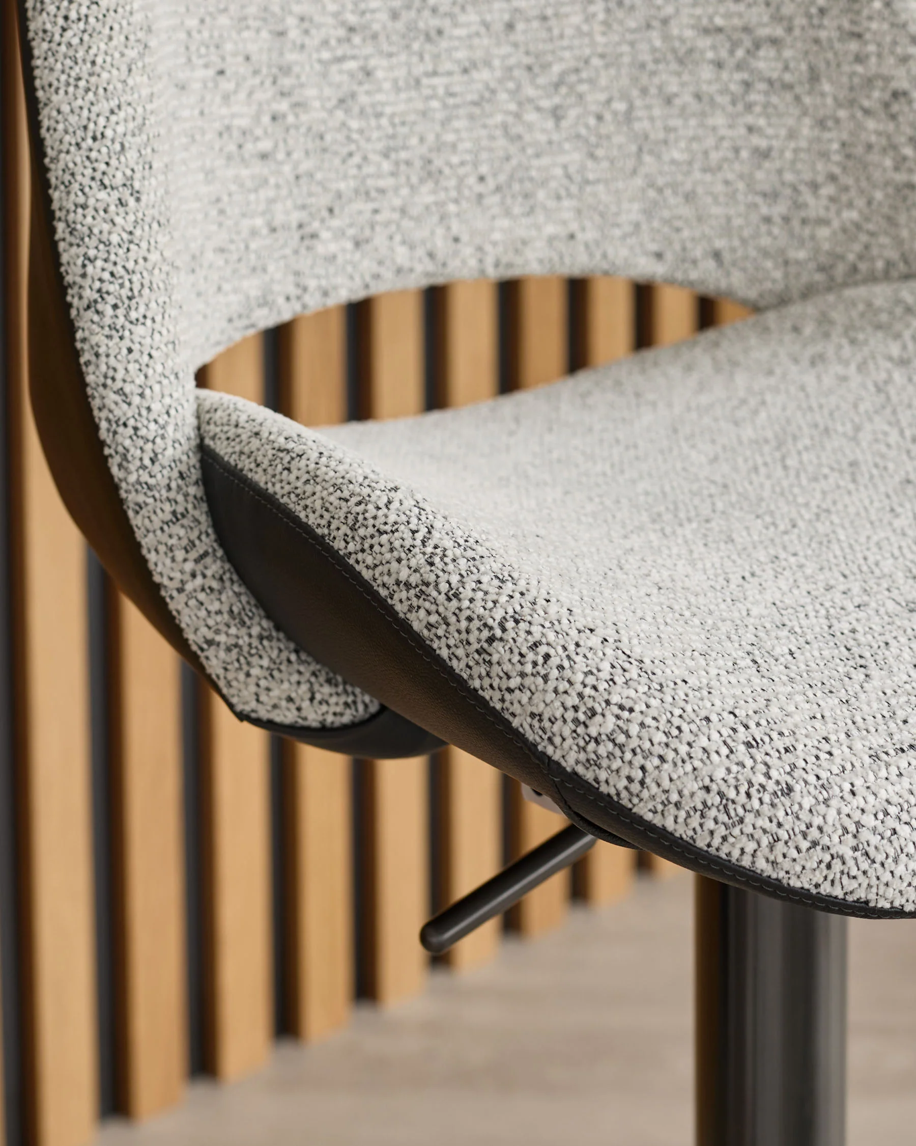 Bronwyn grey fabric and black leather gas lift bar stool - Image 8
