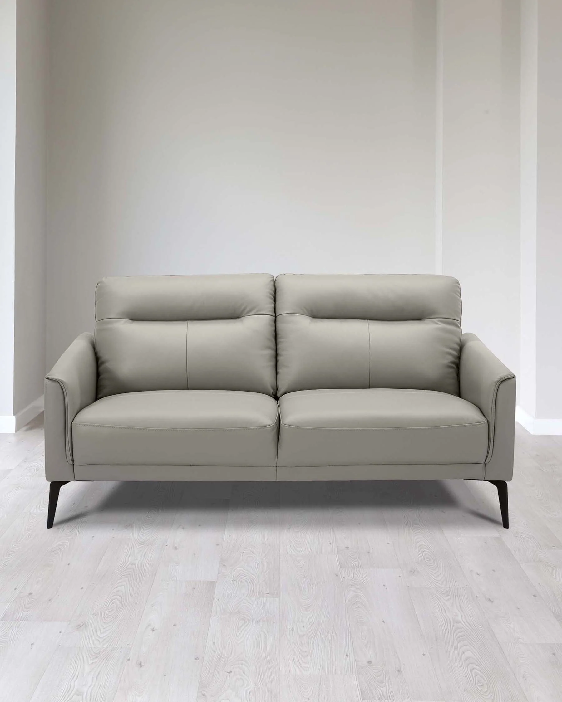 Brooks Light Grey Leather 2 Seater Sofa - Image 4