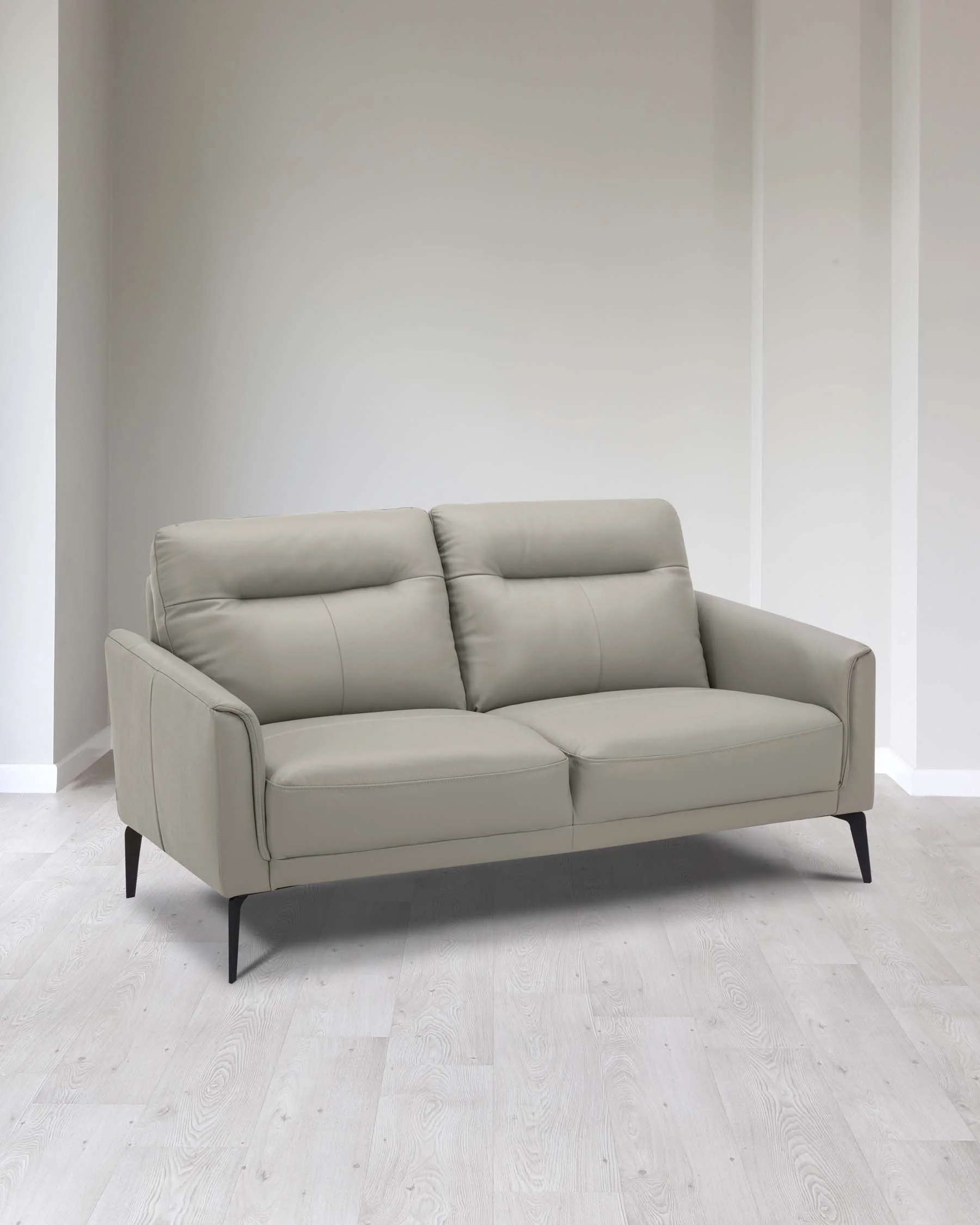 Brooks Light Grey Leather 2 Seater Sofa - Image 5