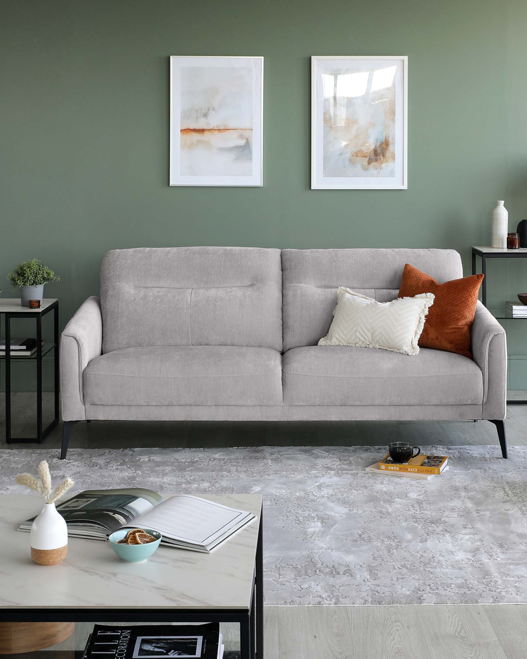Brooks Light Grey Fabric Pleat 3 Seater Sofa - Image 13