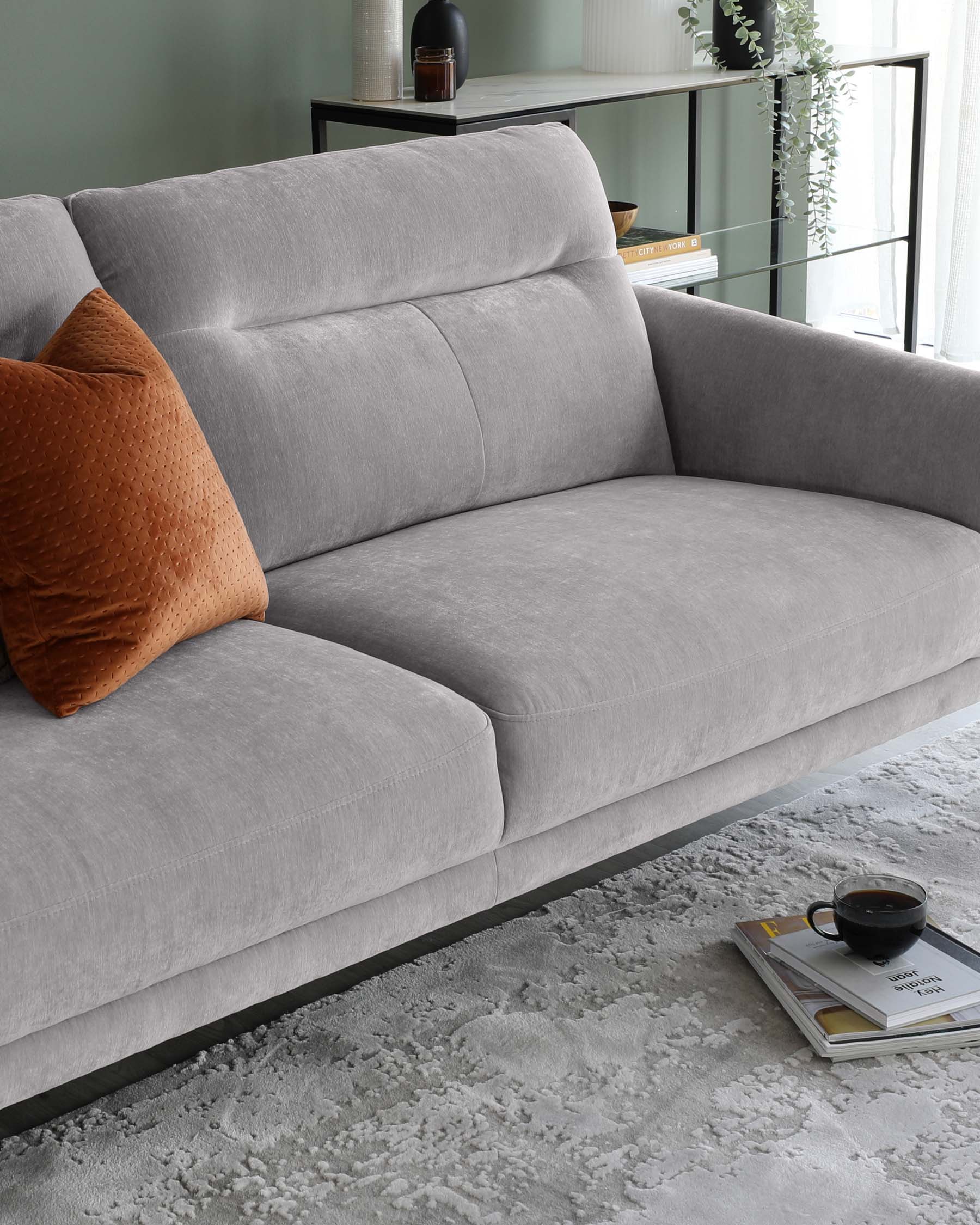 Brooks Light Grey Fabric Pleat 3 Seater Sofa - Image 3