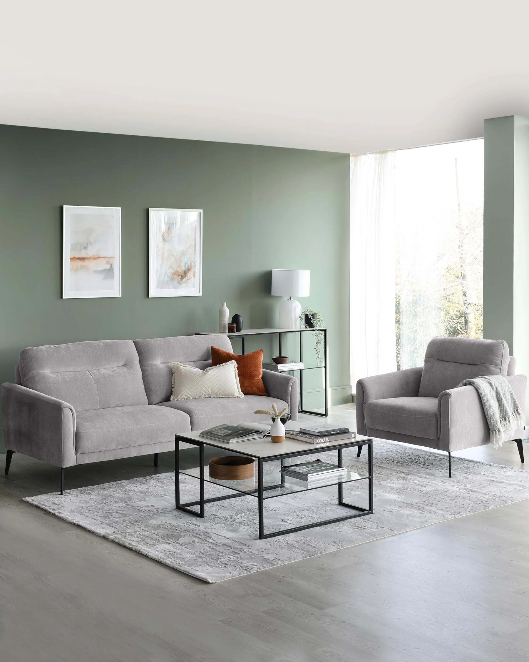 Brooks Light Grey Fabric Armchair - Image 3