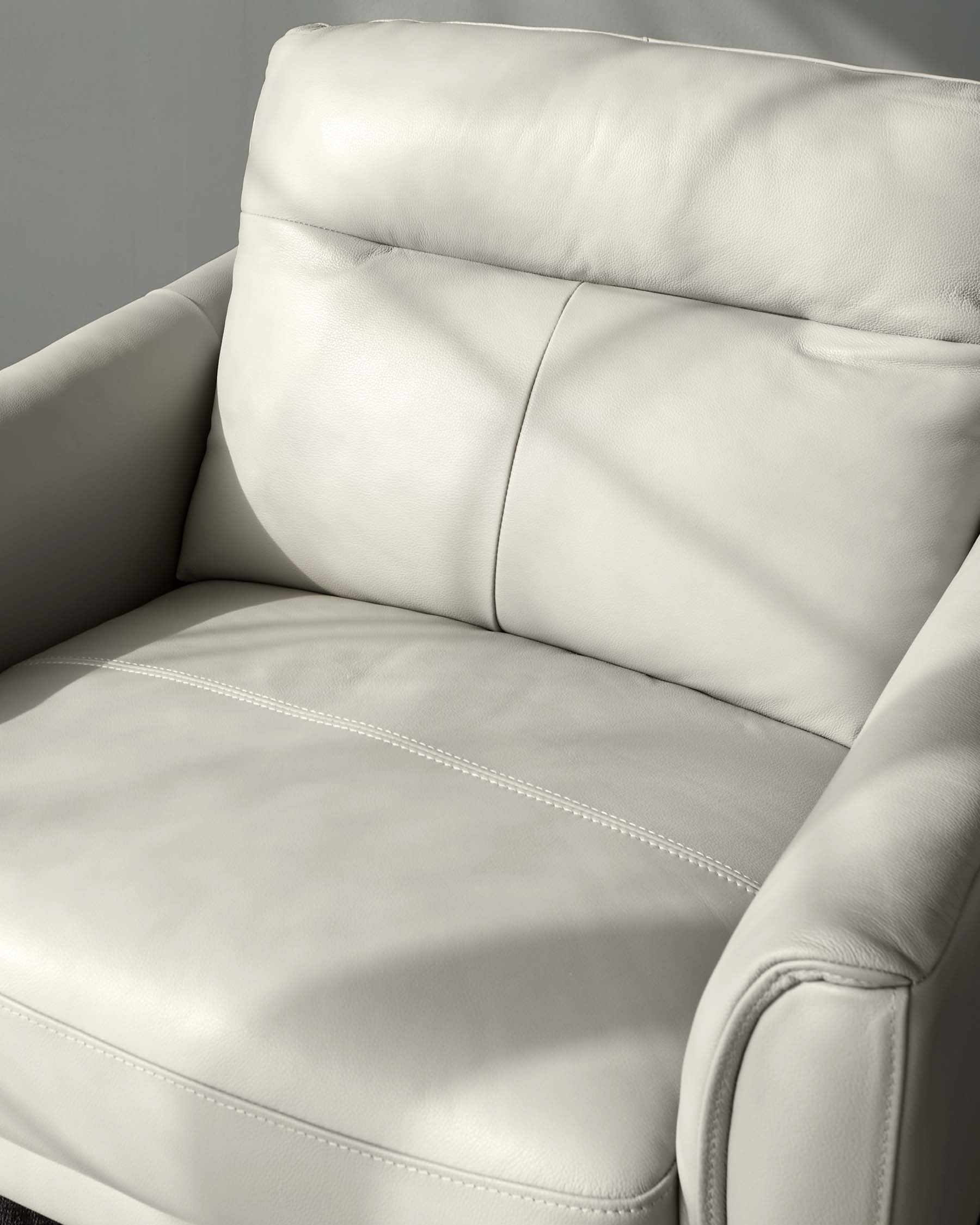 Brooks Light Grey Leather Armchair - Image 4