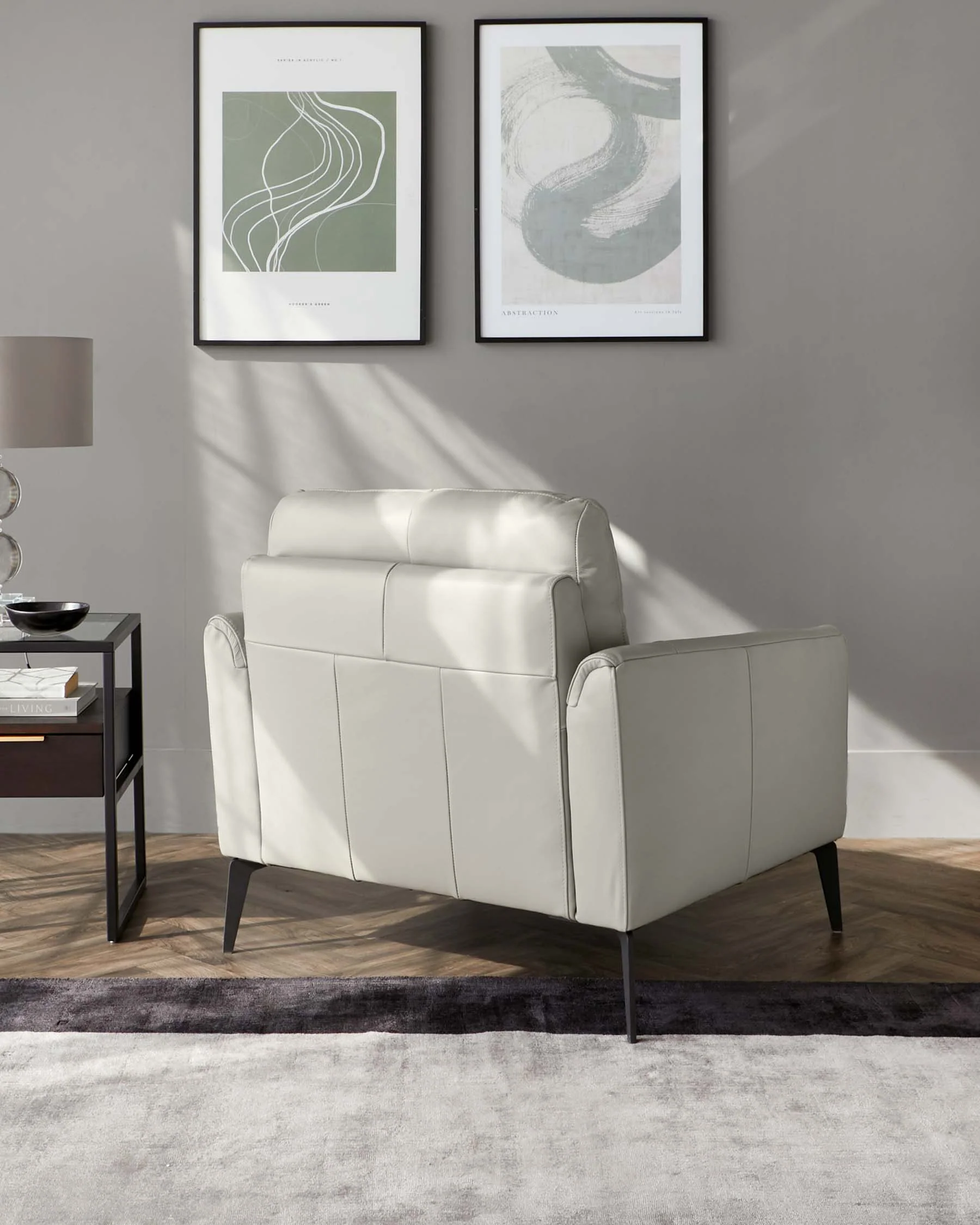 Brooks Light Grey Leather Armchair - Image 7