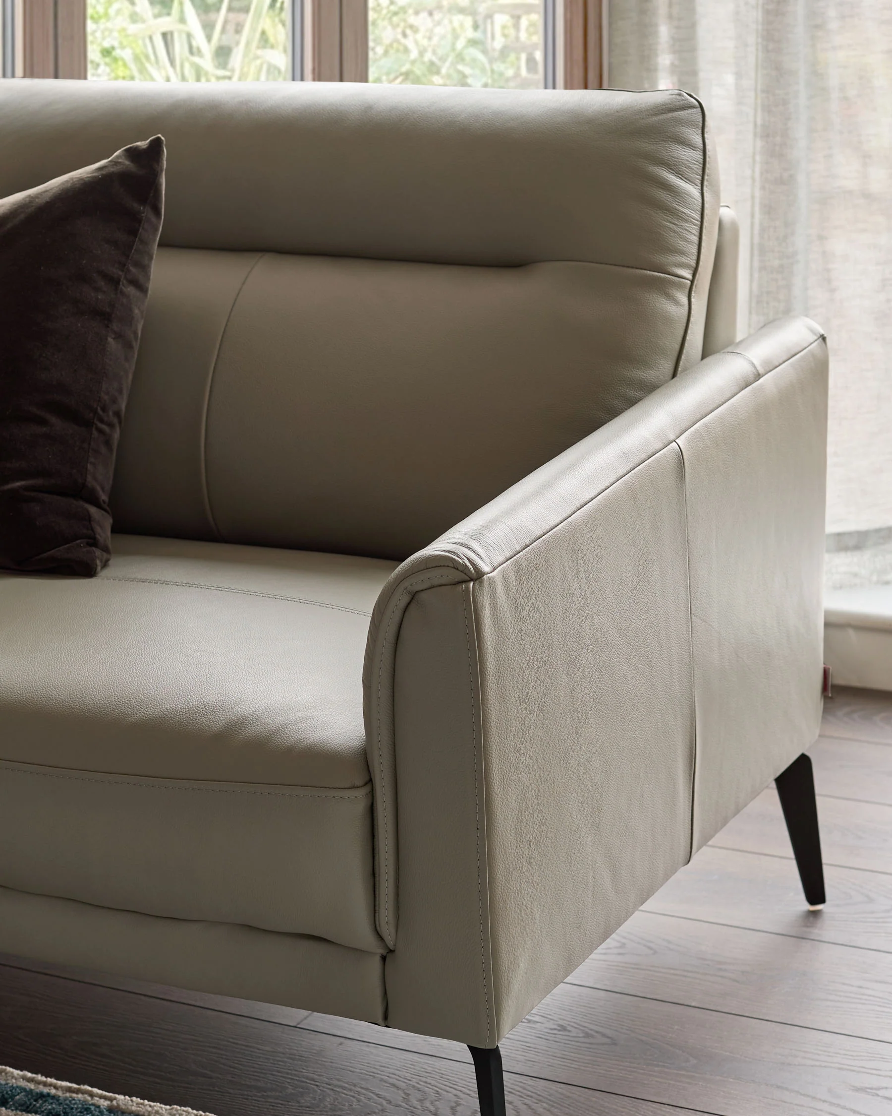 Brooks Light Grey Leather Left Hand Corner Chaise Sofa - Image 11