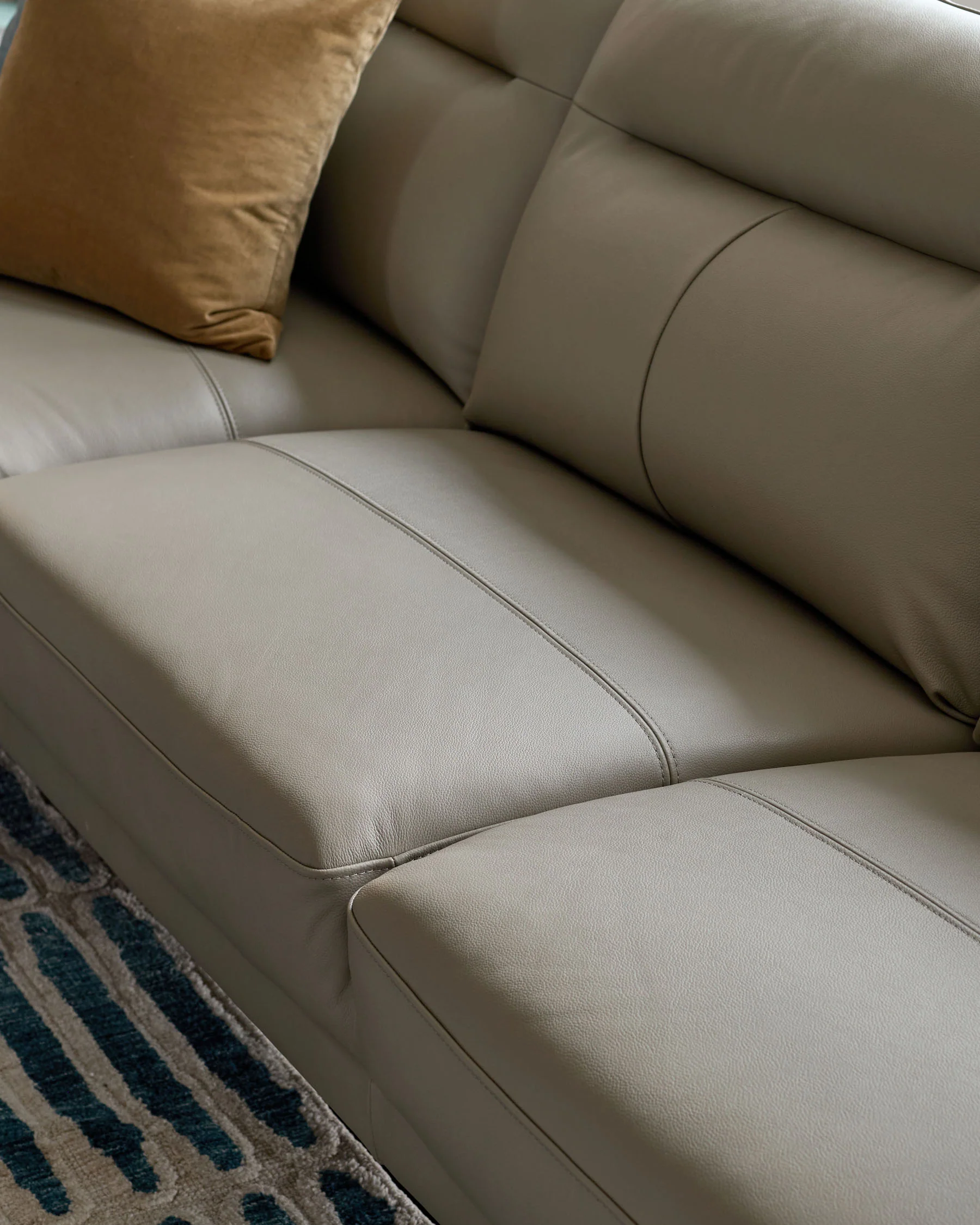 Brooks Light Grey Leather Left Hand Corner Chaise Sofa - Image 5