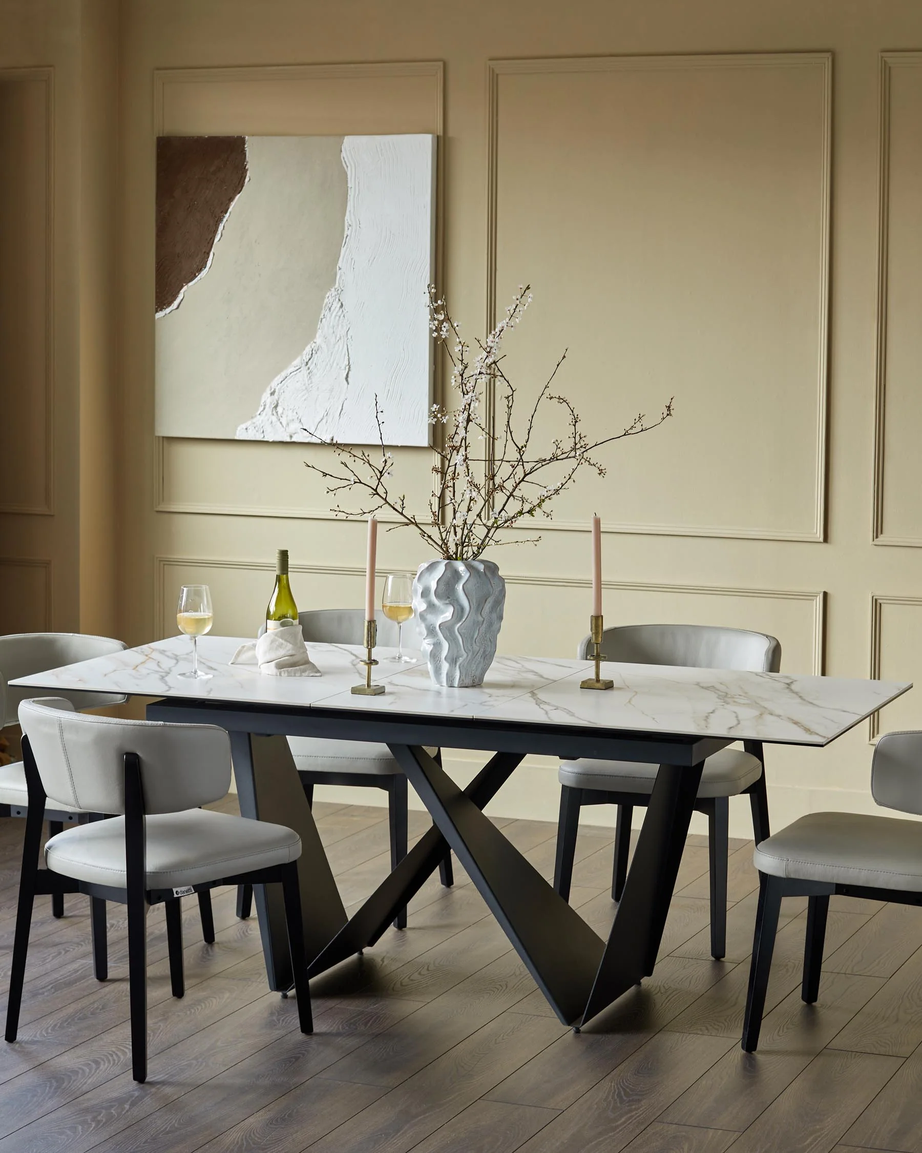 Calenzano natural ceramic extending 6 to 8 seater dining table - Image 3