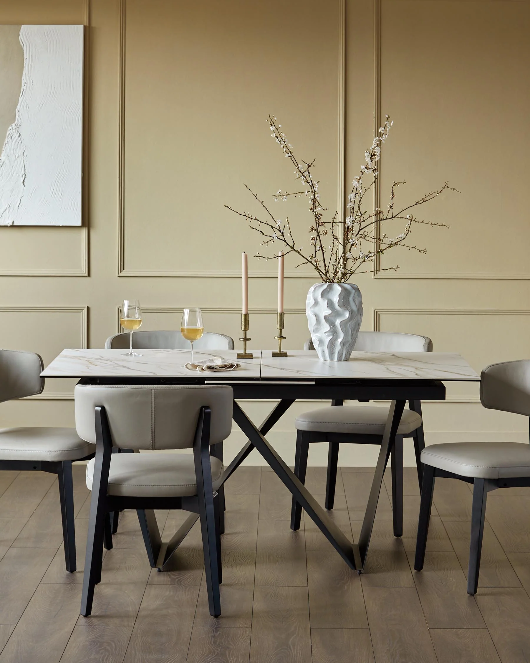 Calenzano natural ceramic extending 6 to 8 seater dining table - Image 6