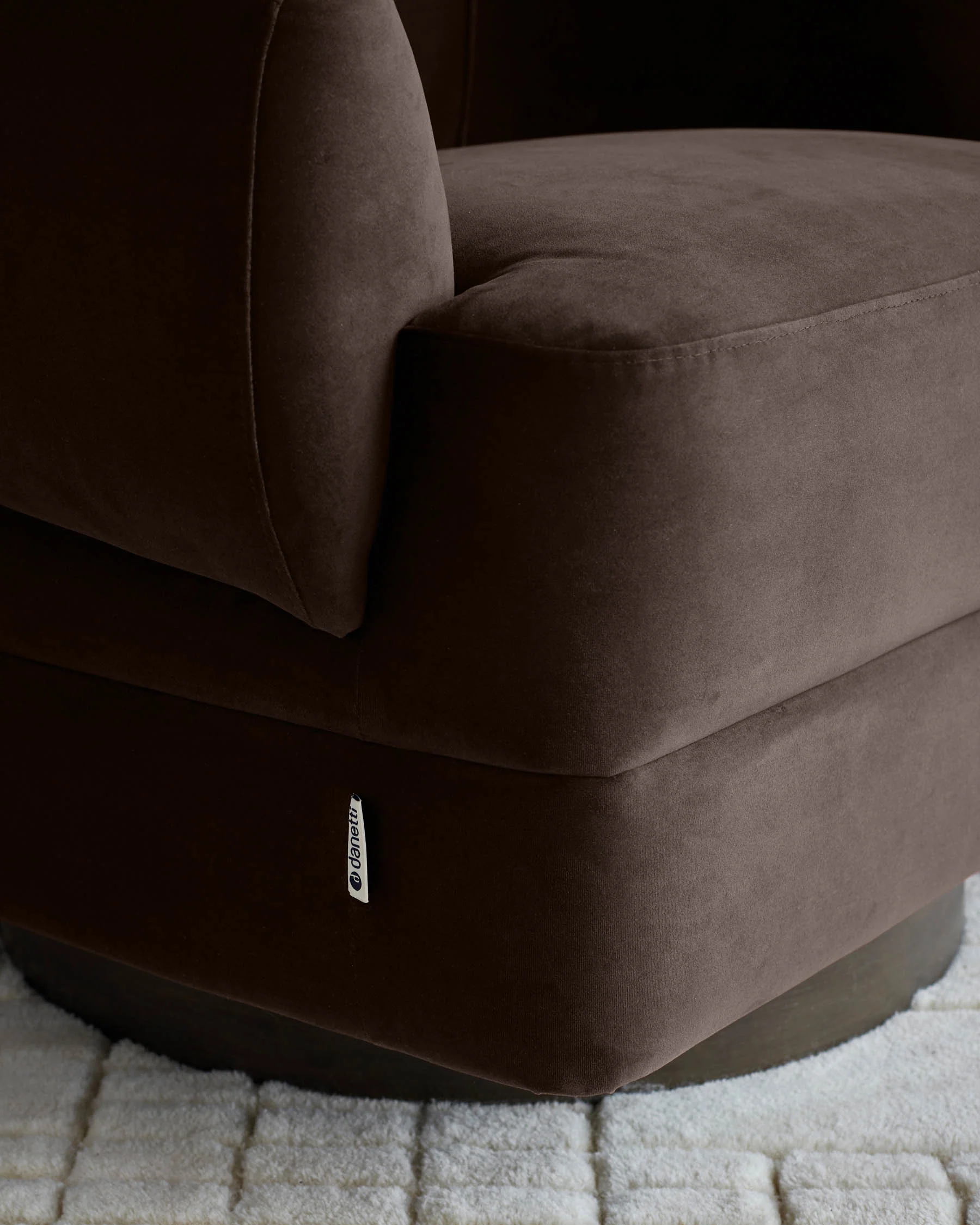 Callan dark chocolate velvet swivel accent chair - Image 3
