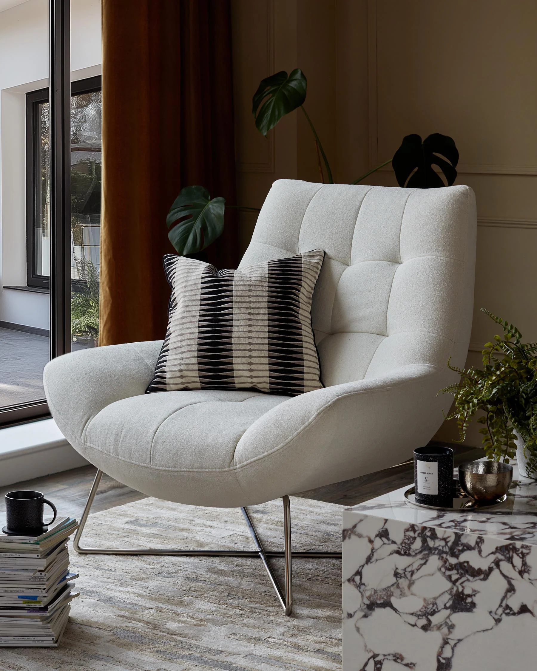 Canio Ivory Boucle Accent Chair - Image 3