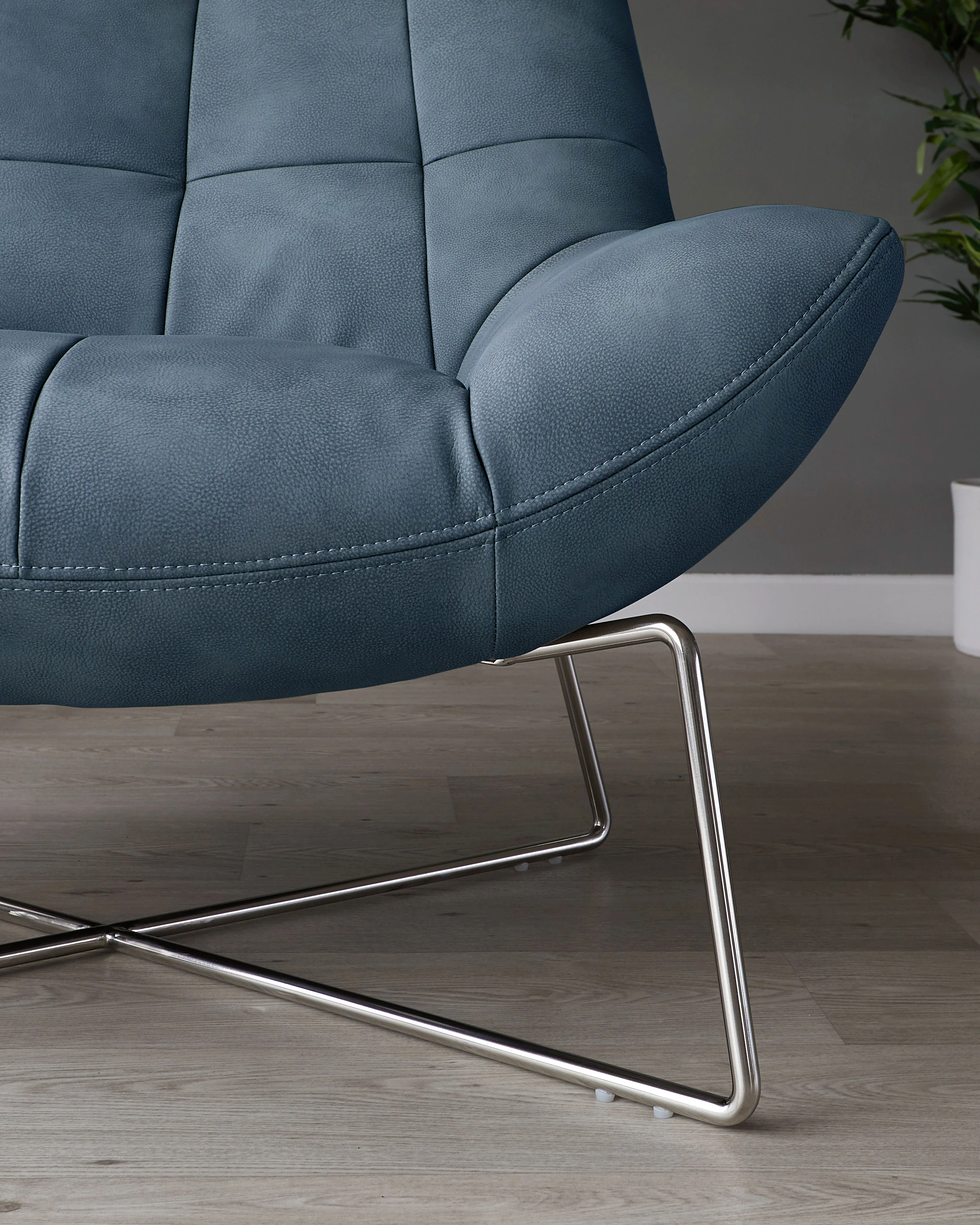 Canio Navy Faux Leather Accent Chair - Image 3