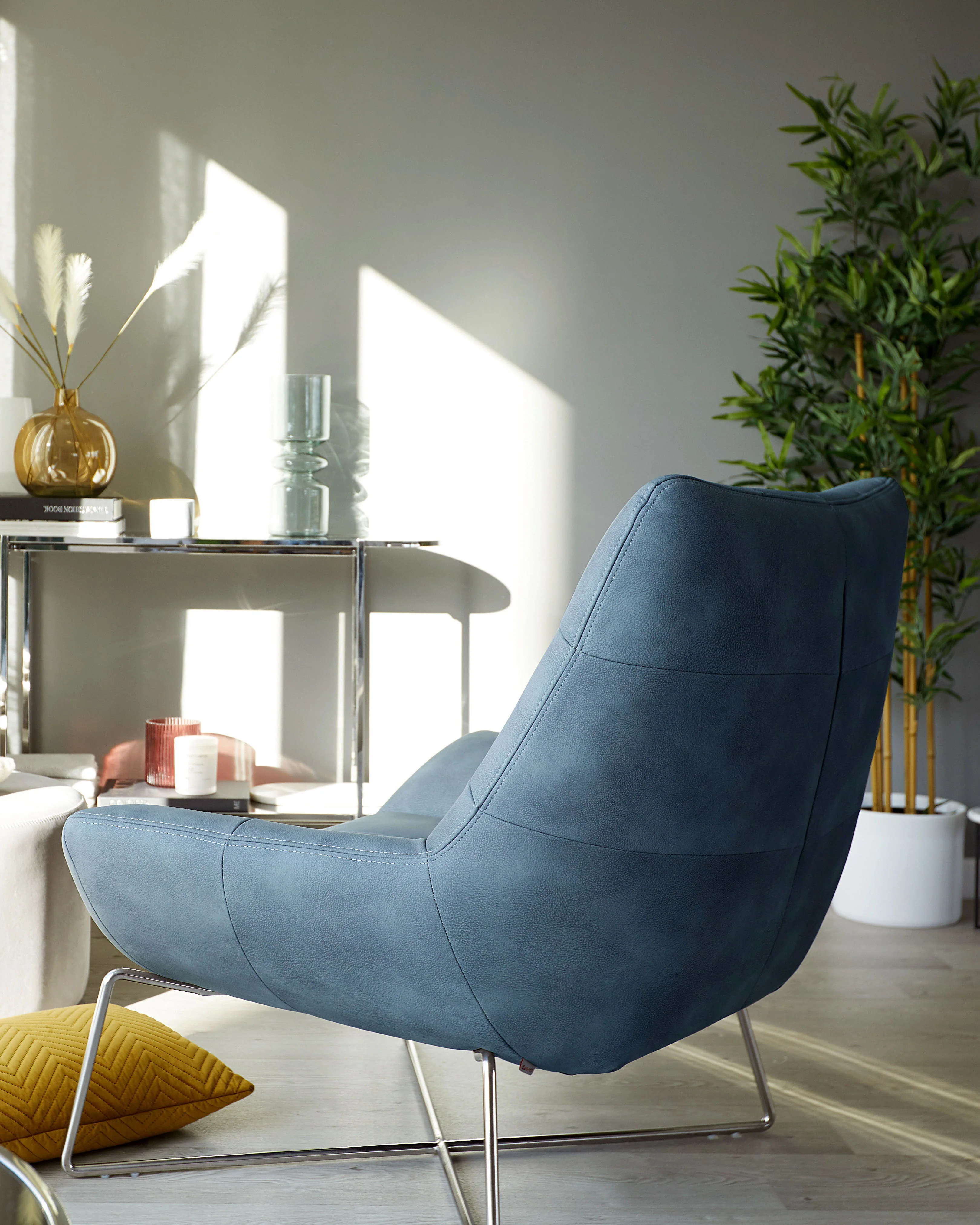 Canio Navy Faux Leather Accent Chair - Image 4