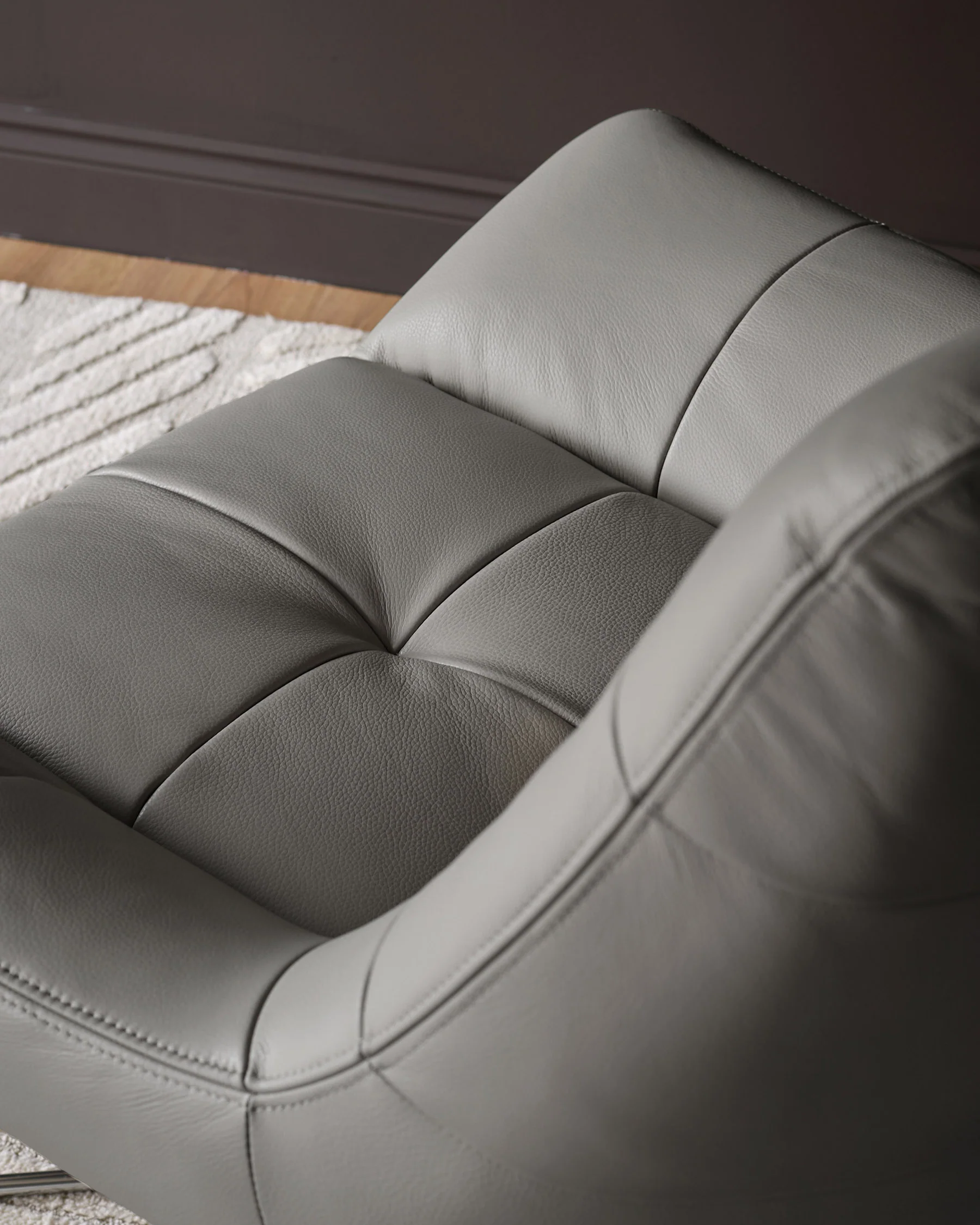 Canio Dark Grey Leather And Stainless Steel Accent Chair - Image 3