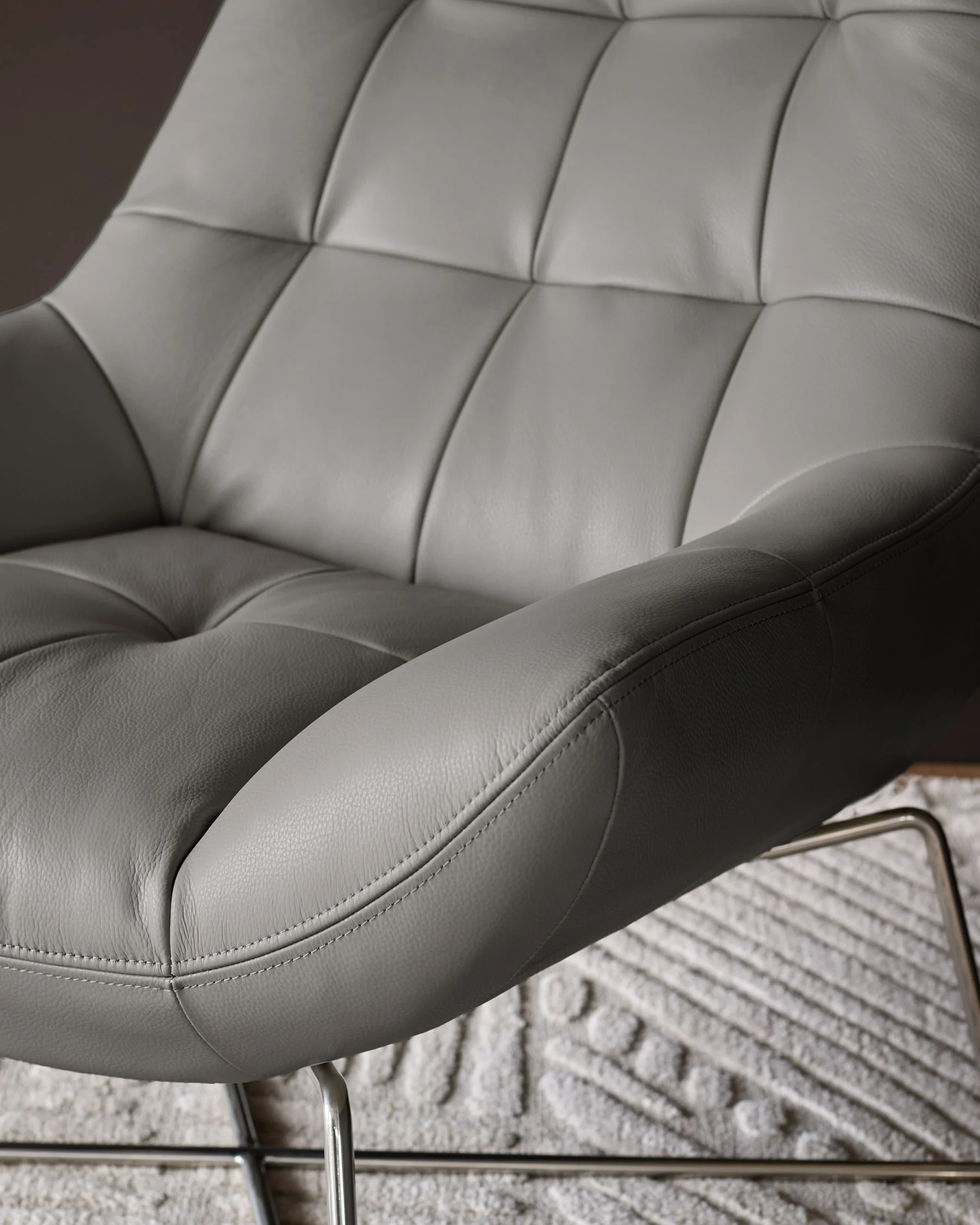 Canio Dark Grey Leather And Stainless Steel Accent Chair - Image 5
