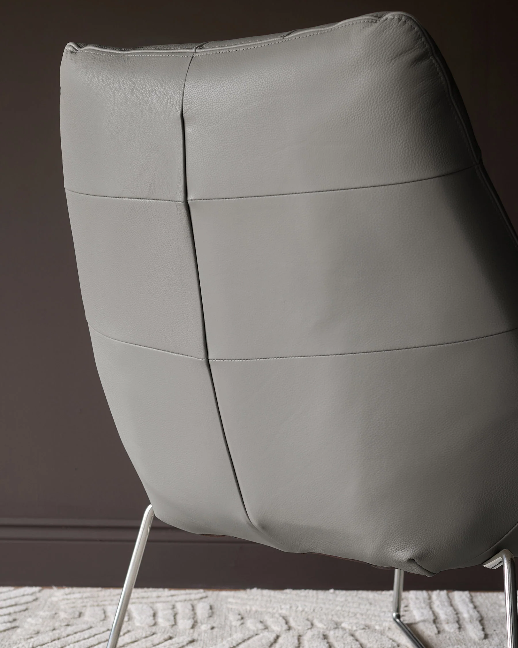 Canio Dark Grey Leather And Stainless Steel Accent Chair - Image 6