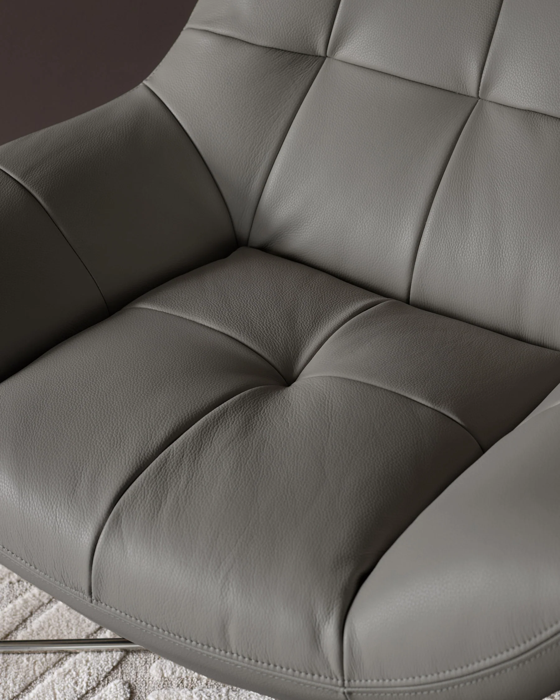Canio Dark Grey Leather And Stainless Steel Accent Chair - Image 8