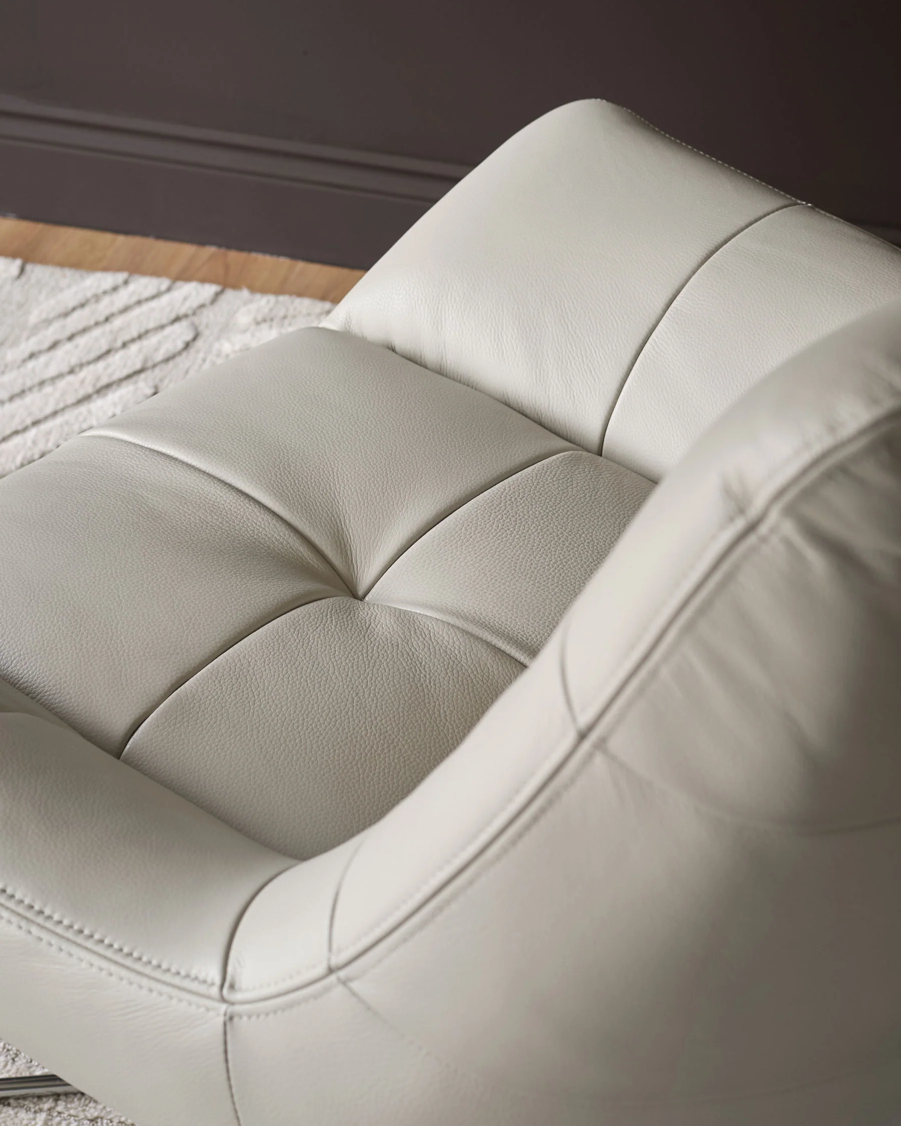 Canio Natural Grey Leather And Brushed Steel Accent Chair - Image 3