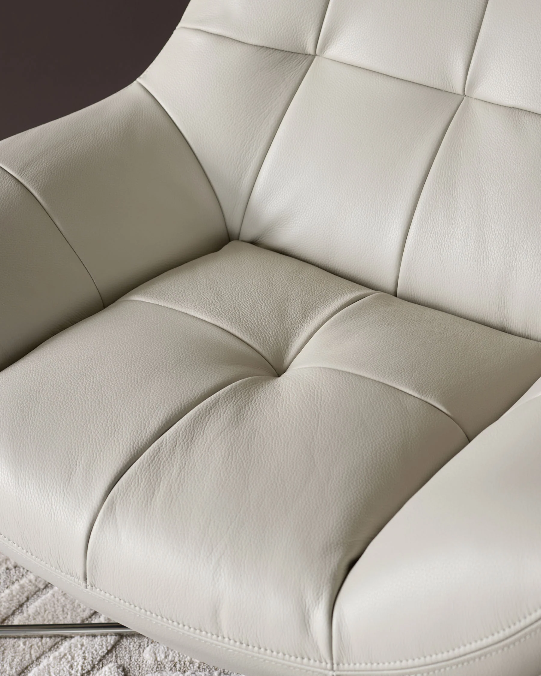 Canio Natural Grey Leather And Brushed Steel Accent Chair - Image 6
