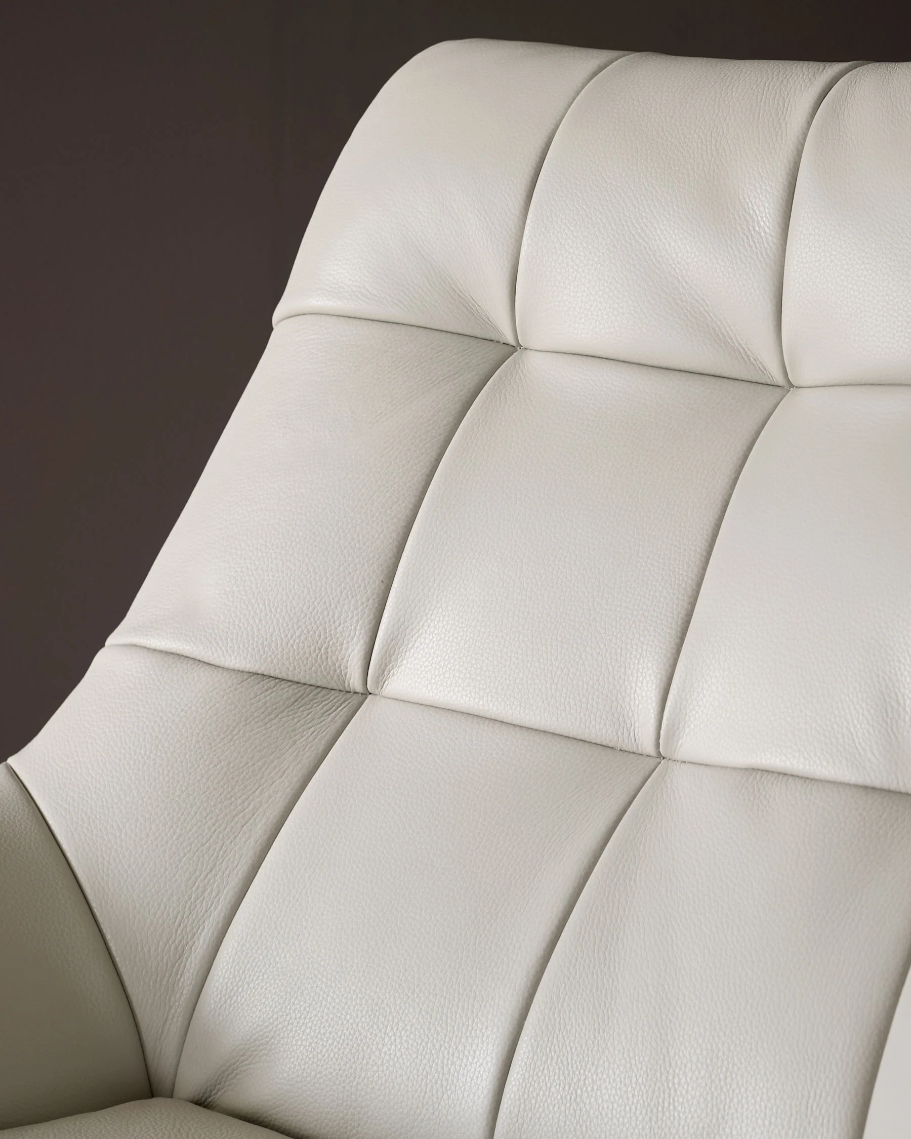 Canio Natural Grey Leather And Brushed Steel Accent Chair - Image 7