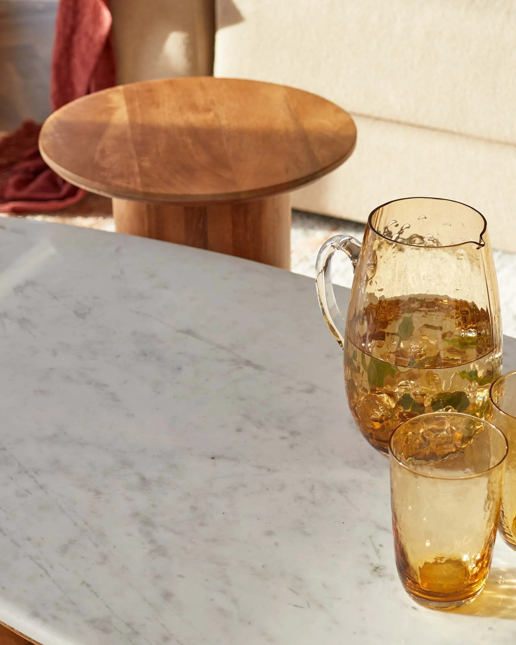 Cara light mango wood marble top coffee table - Image 6