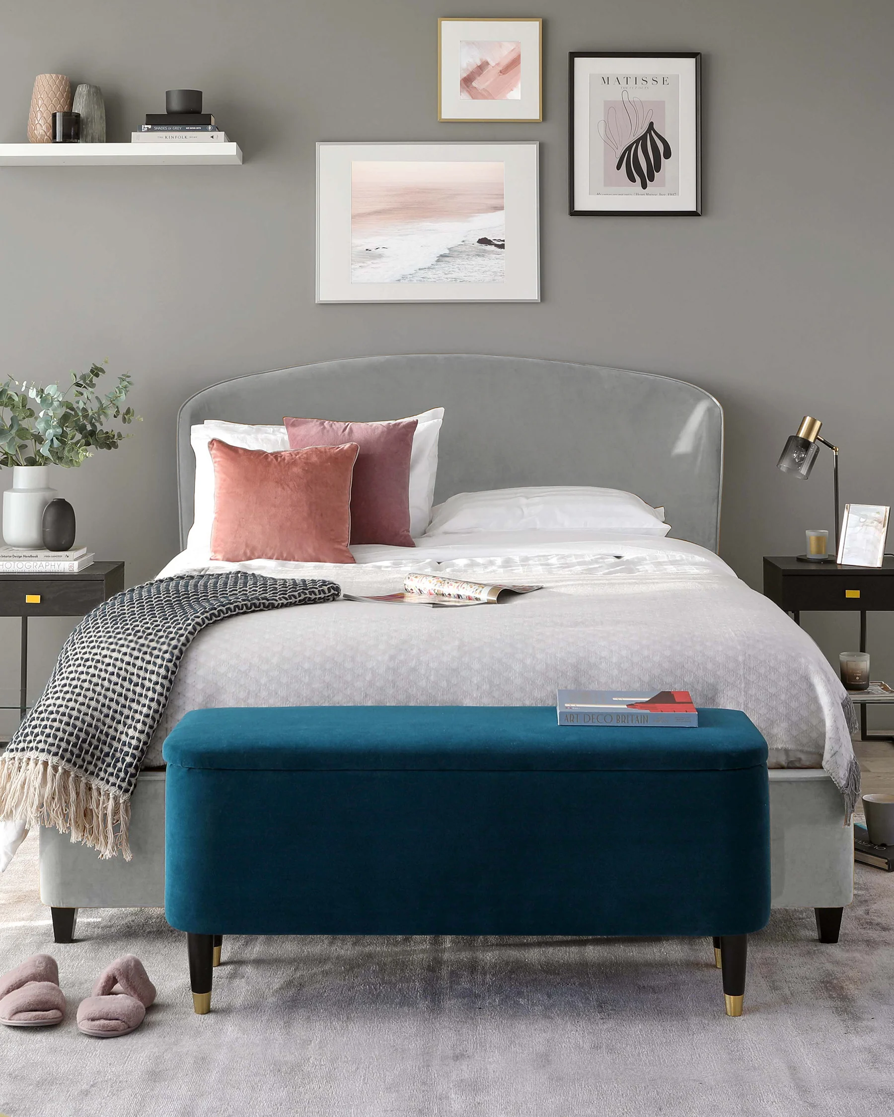 Carina Light Grey Velvet King Size Ottoman Storage Bed - Image 5
