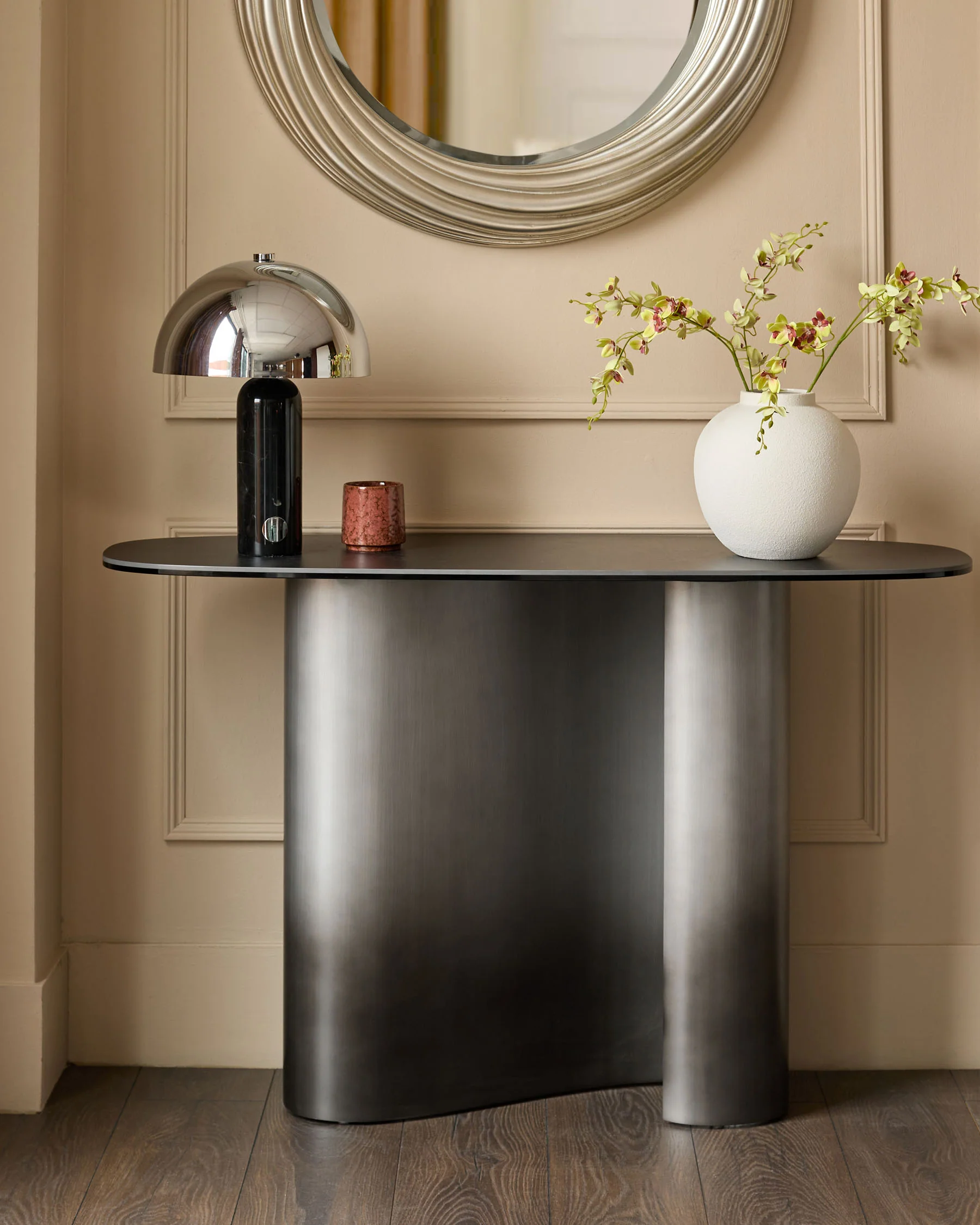 Carlo dark grey ceramic with ombre metal console table