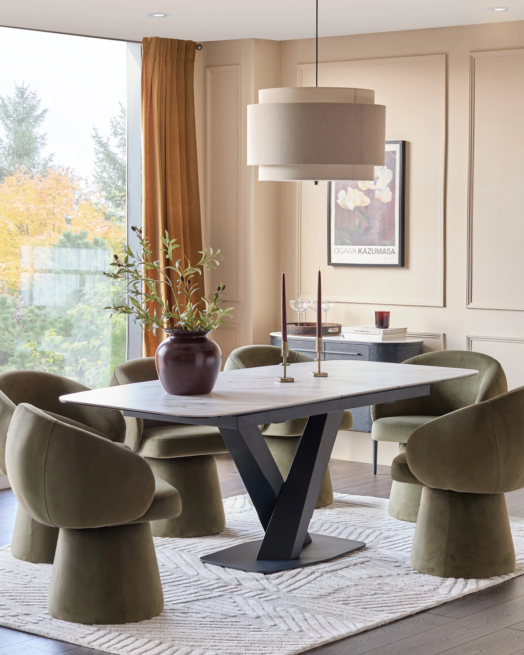 Carter natural ceramic 6-8 seater extending dining table - Image 3