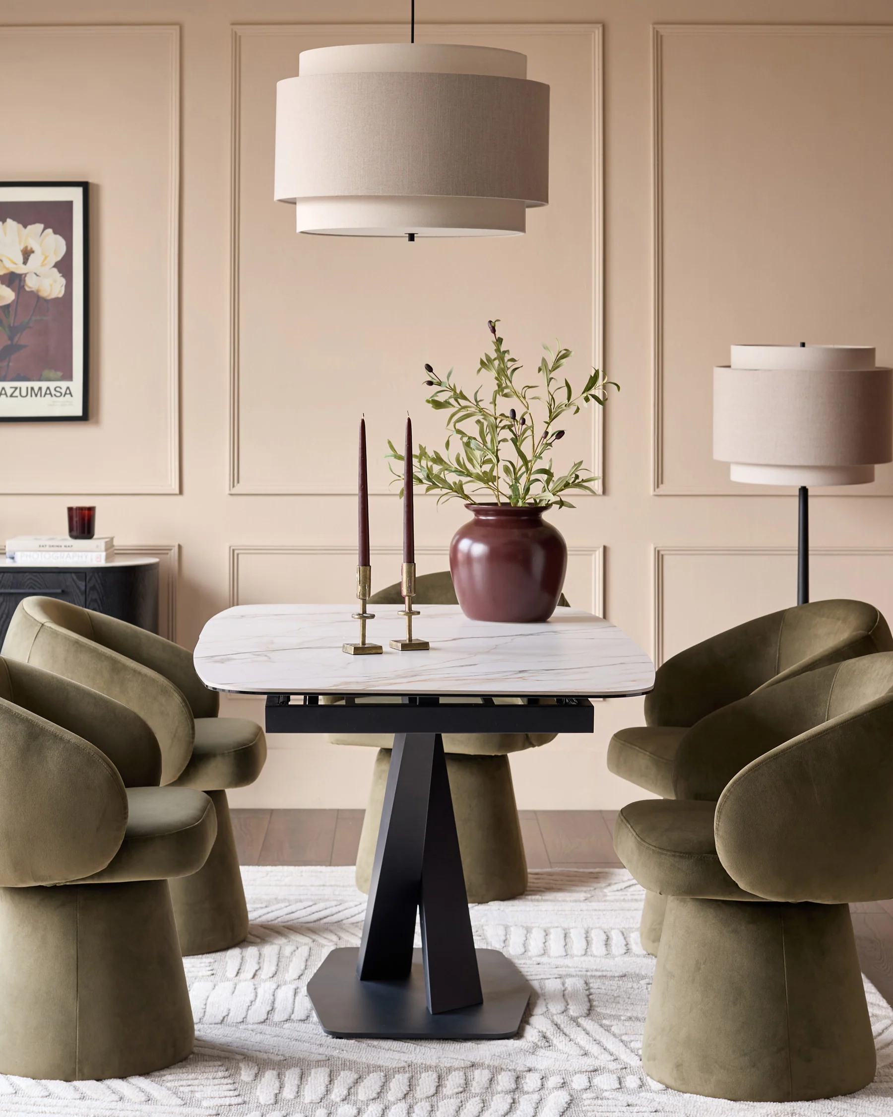 Carter natural ceramic 6-8 seater extending dining table - Image 8