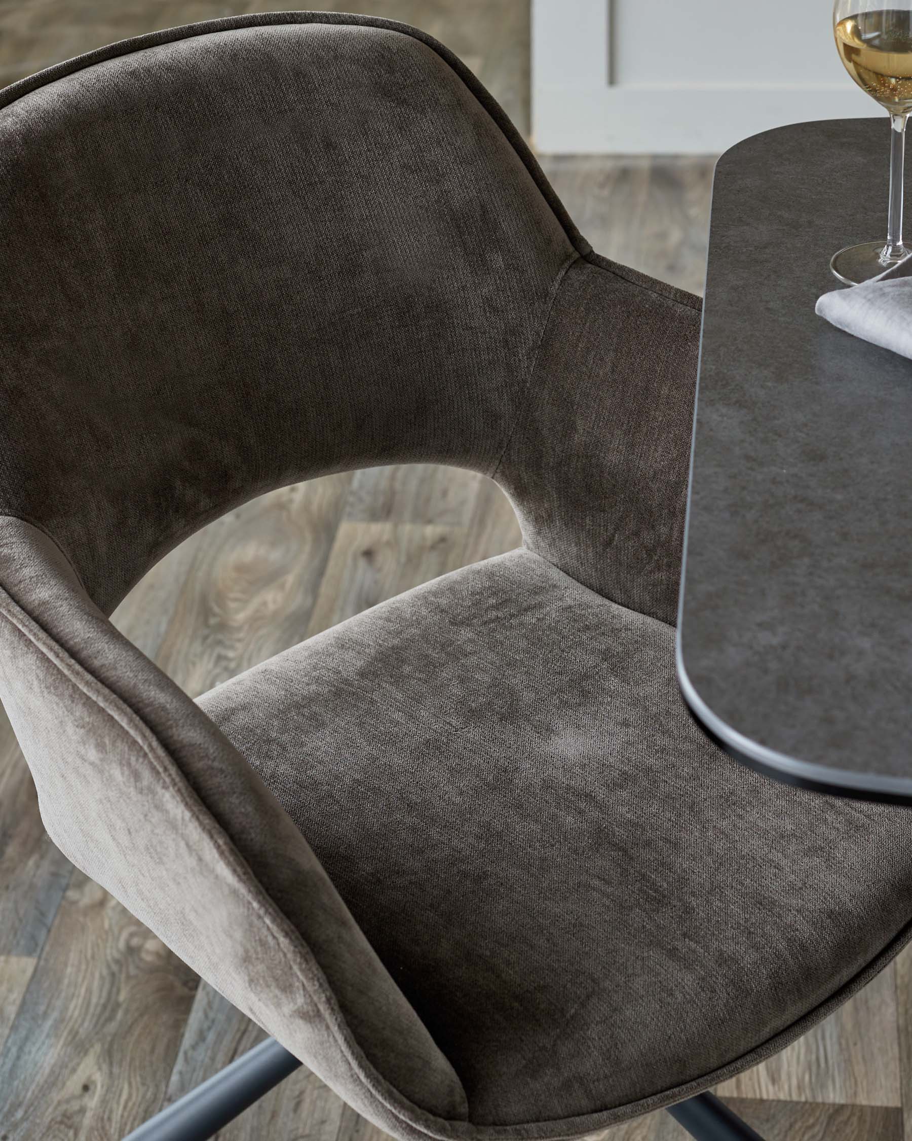 Carter dark grey ceramic 6 seater table and 6 Marlow dining chairs set - Image 3