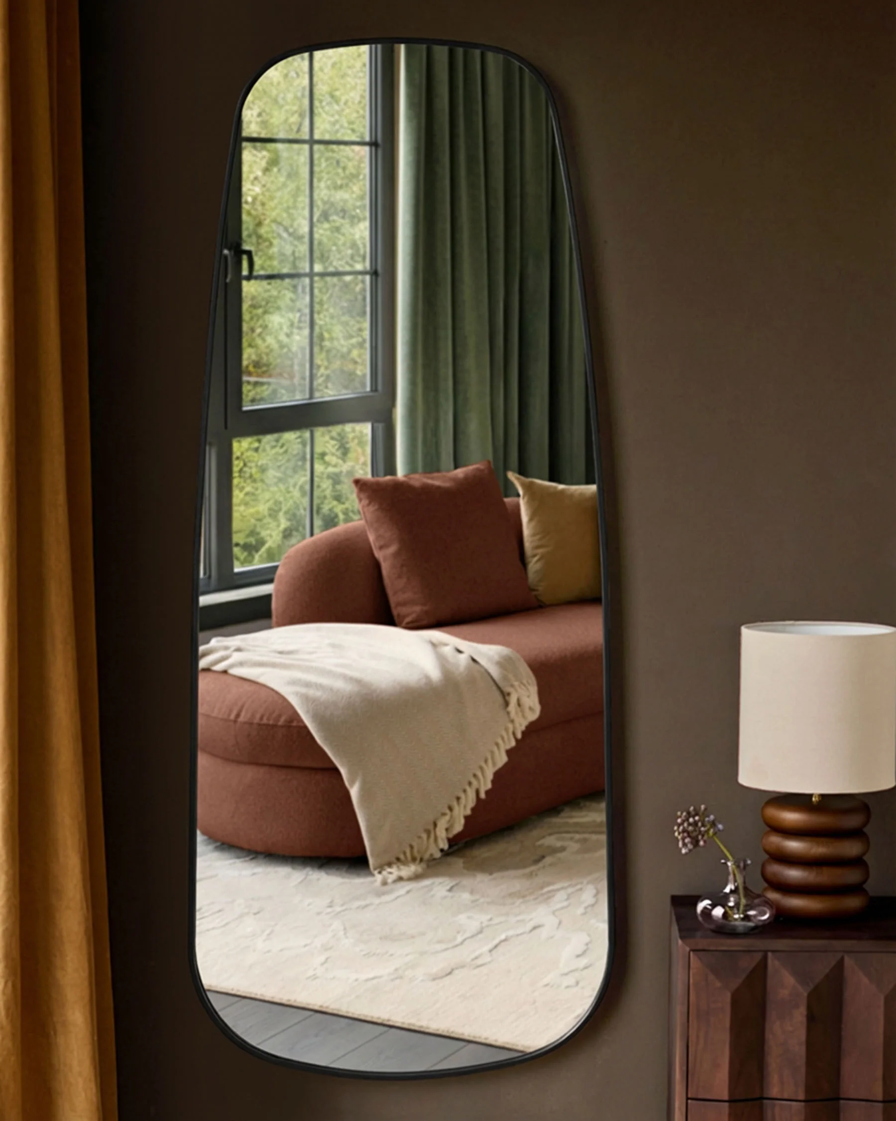 Caspian black full length leaner mirror