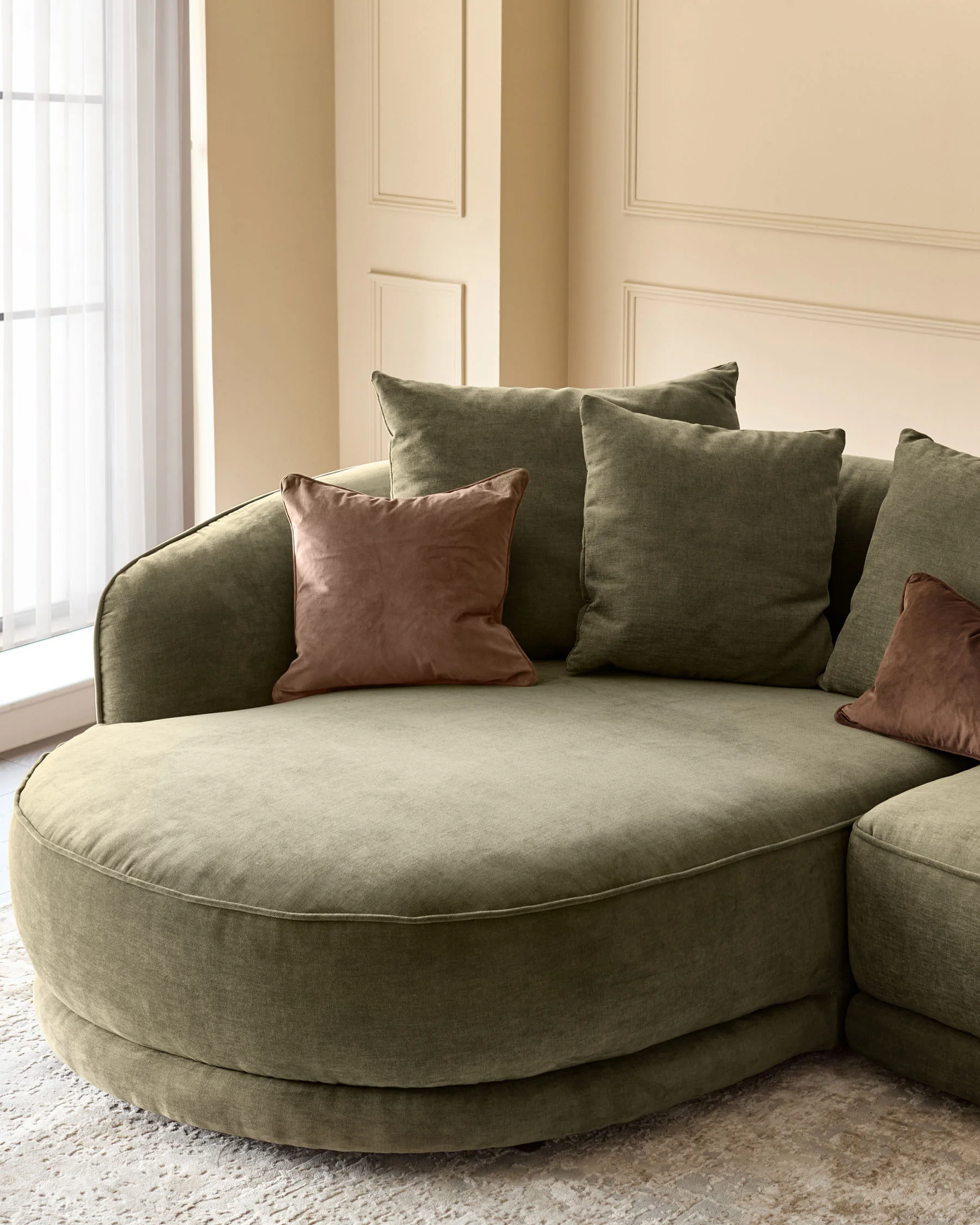 Caspian olive green fabric left hand corner chaise sofa - Image 4