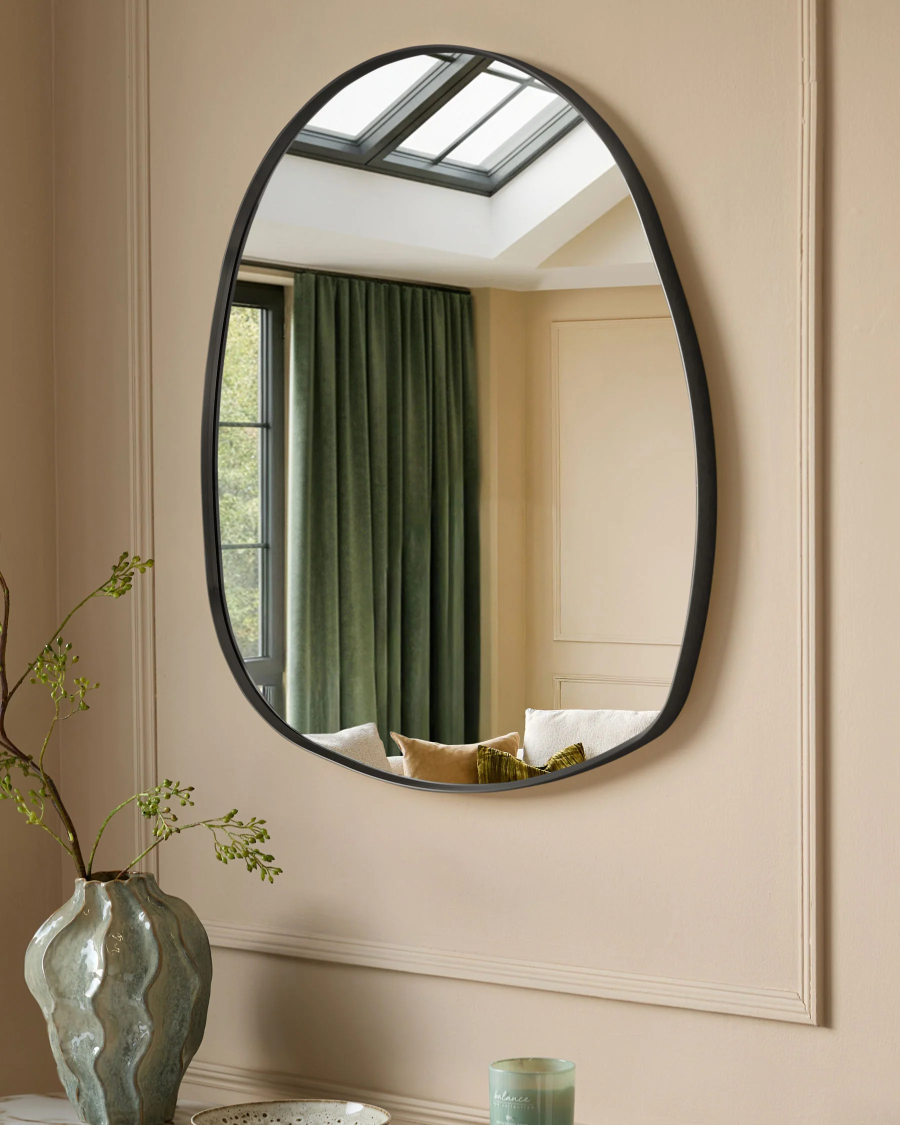 Caspian black pebble wall mirror