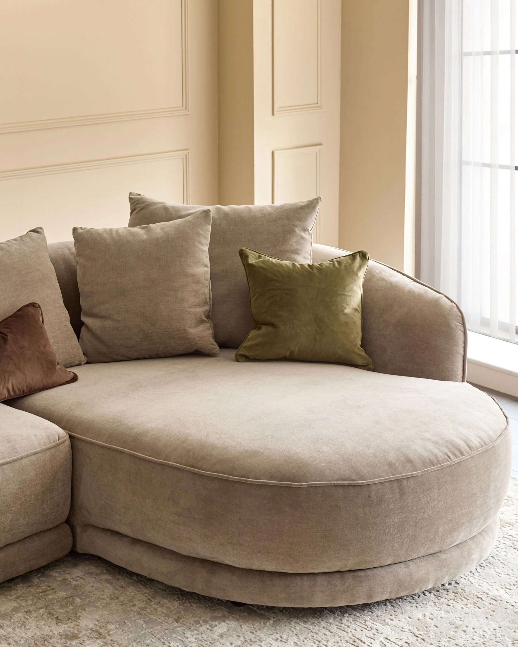Caspian mink chenille right hand corner chaise sofa - Image 4