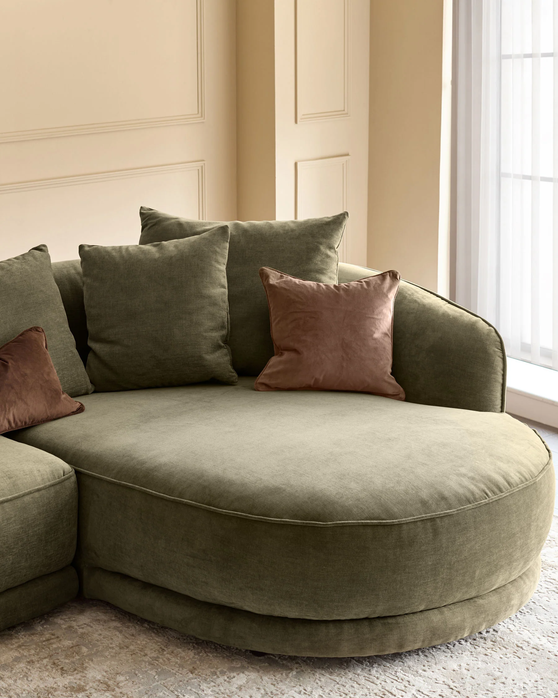 Caspian olive green fabric right hand corner chaise sofa - Image 4