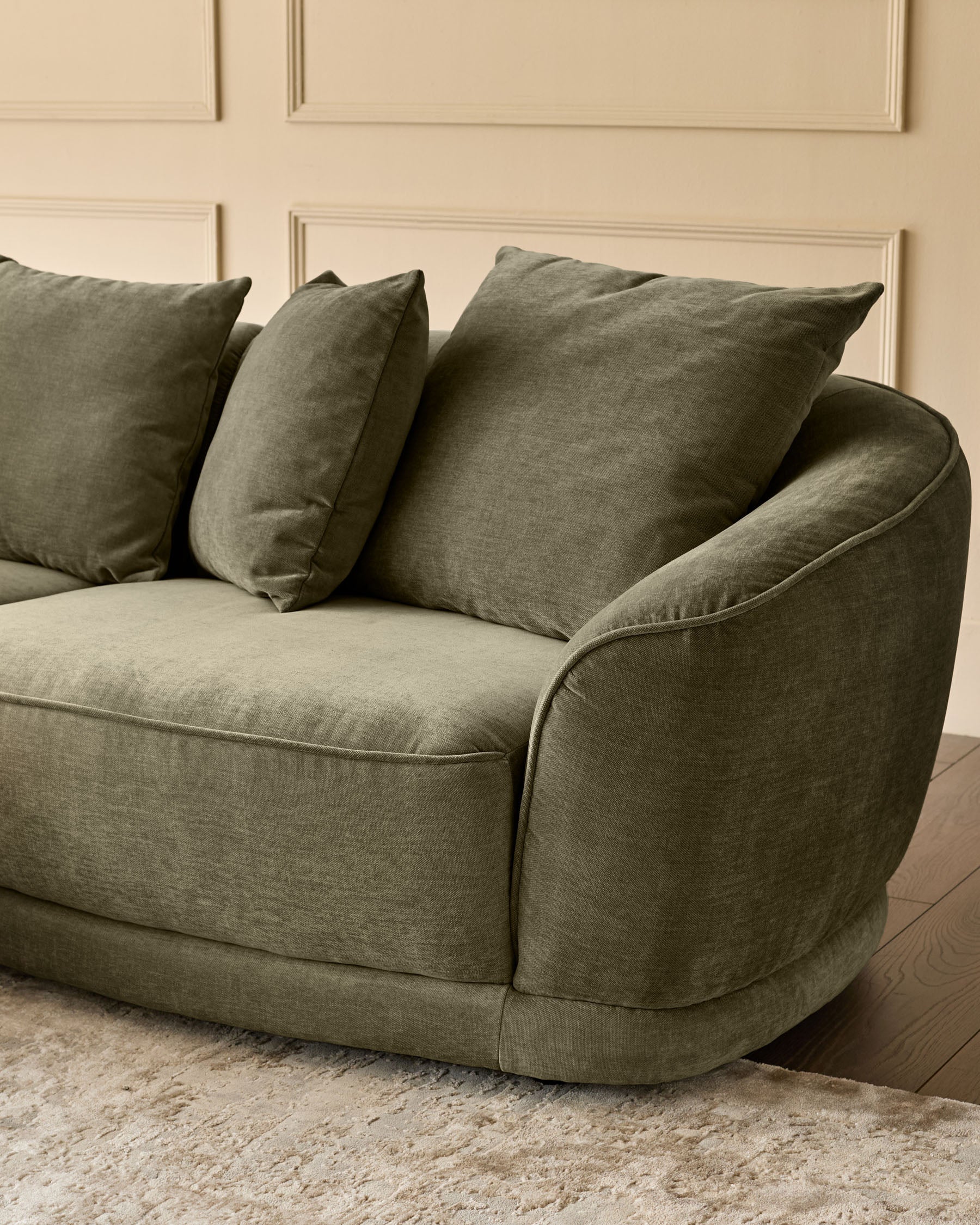 Caspian olive green fabric right hand corner chaise sofa - Image 5