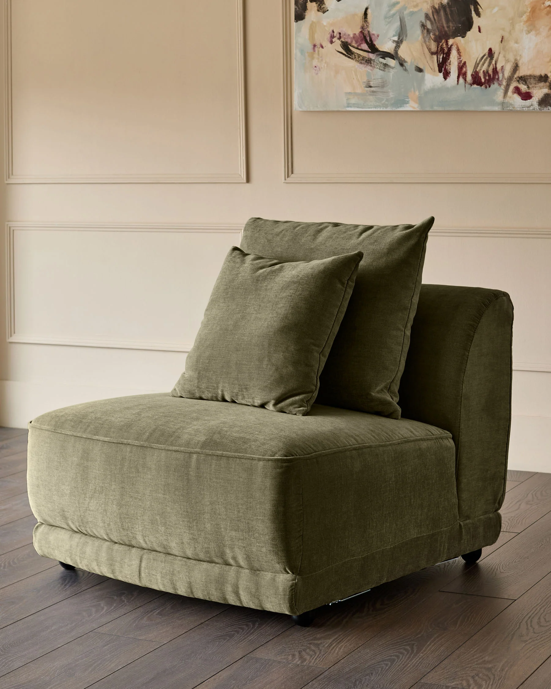 Caspian olive green fabric single sofa module