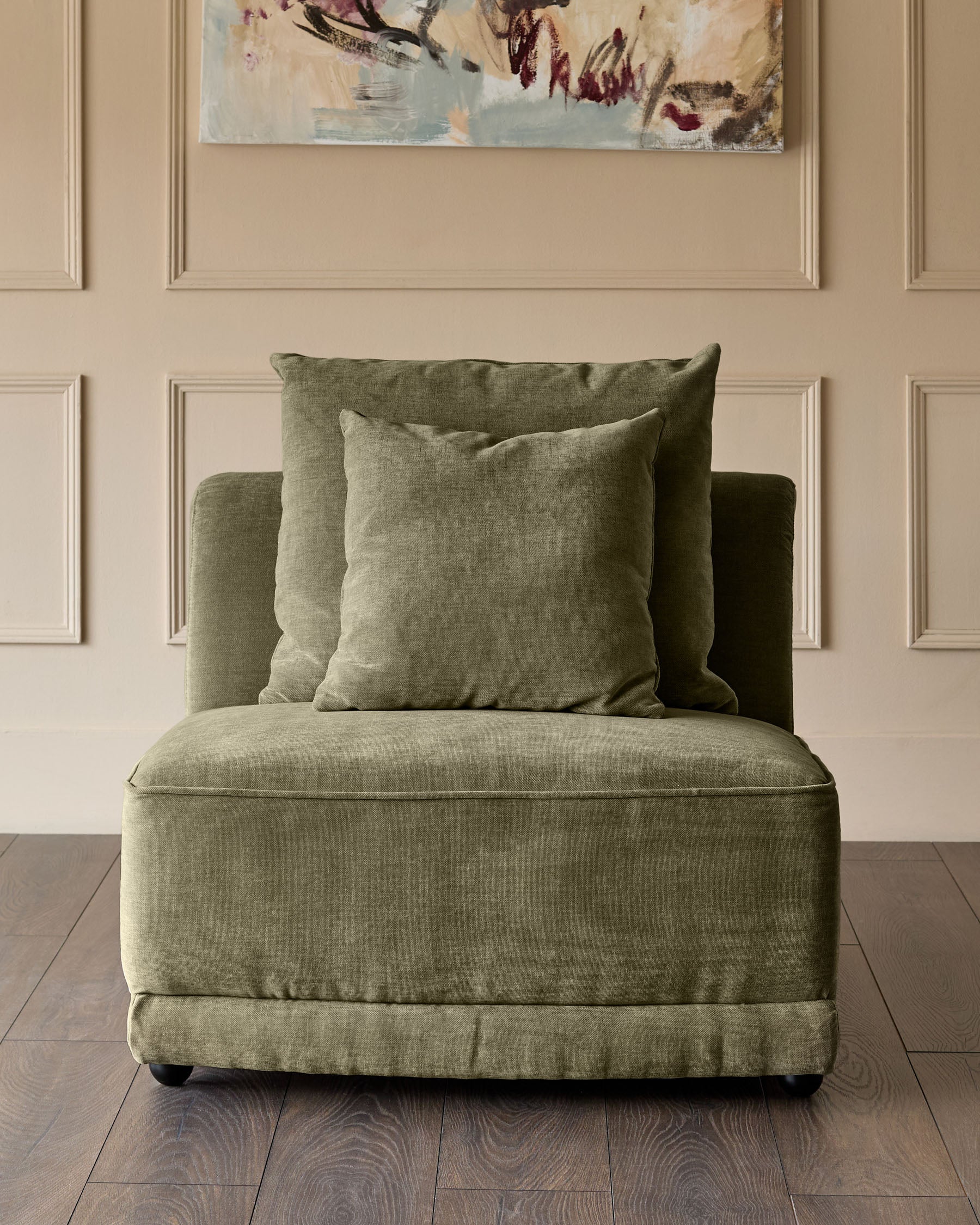 Caspian olive green fabric single sofa module - Image 2